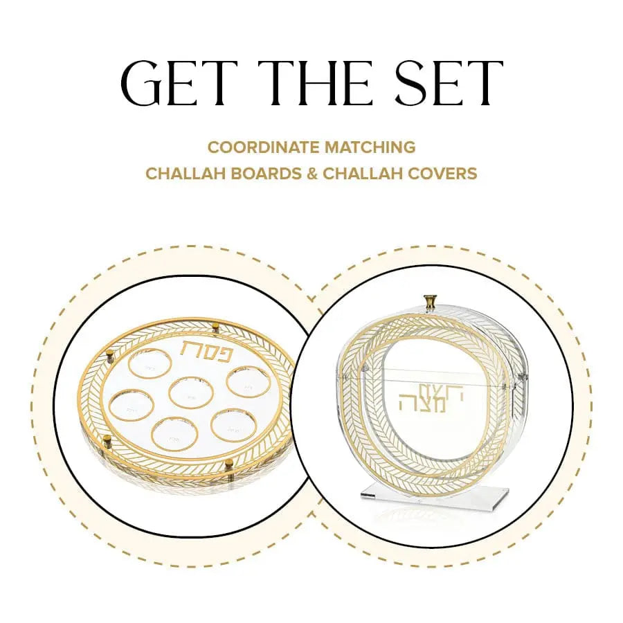 Herringbone seder plate and matzah box set with gold accents – Waterdale Collection