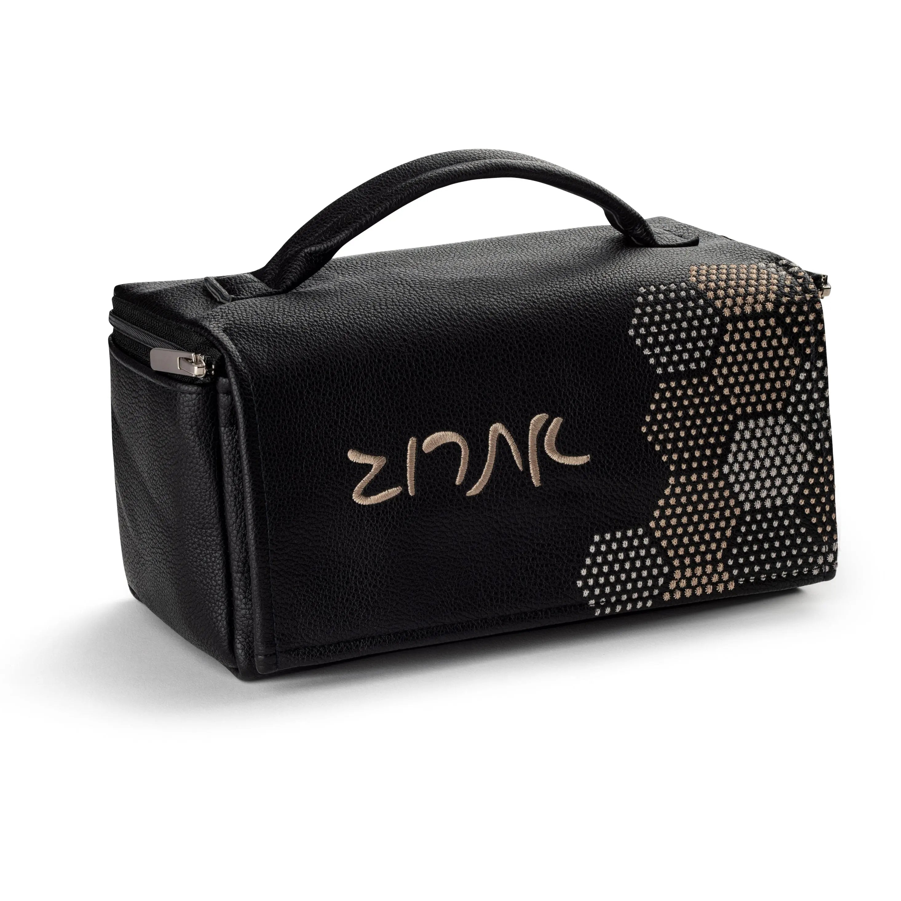 Hexagon Dot Border Leather Esrog Bag - Waterdale Collection