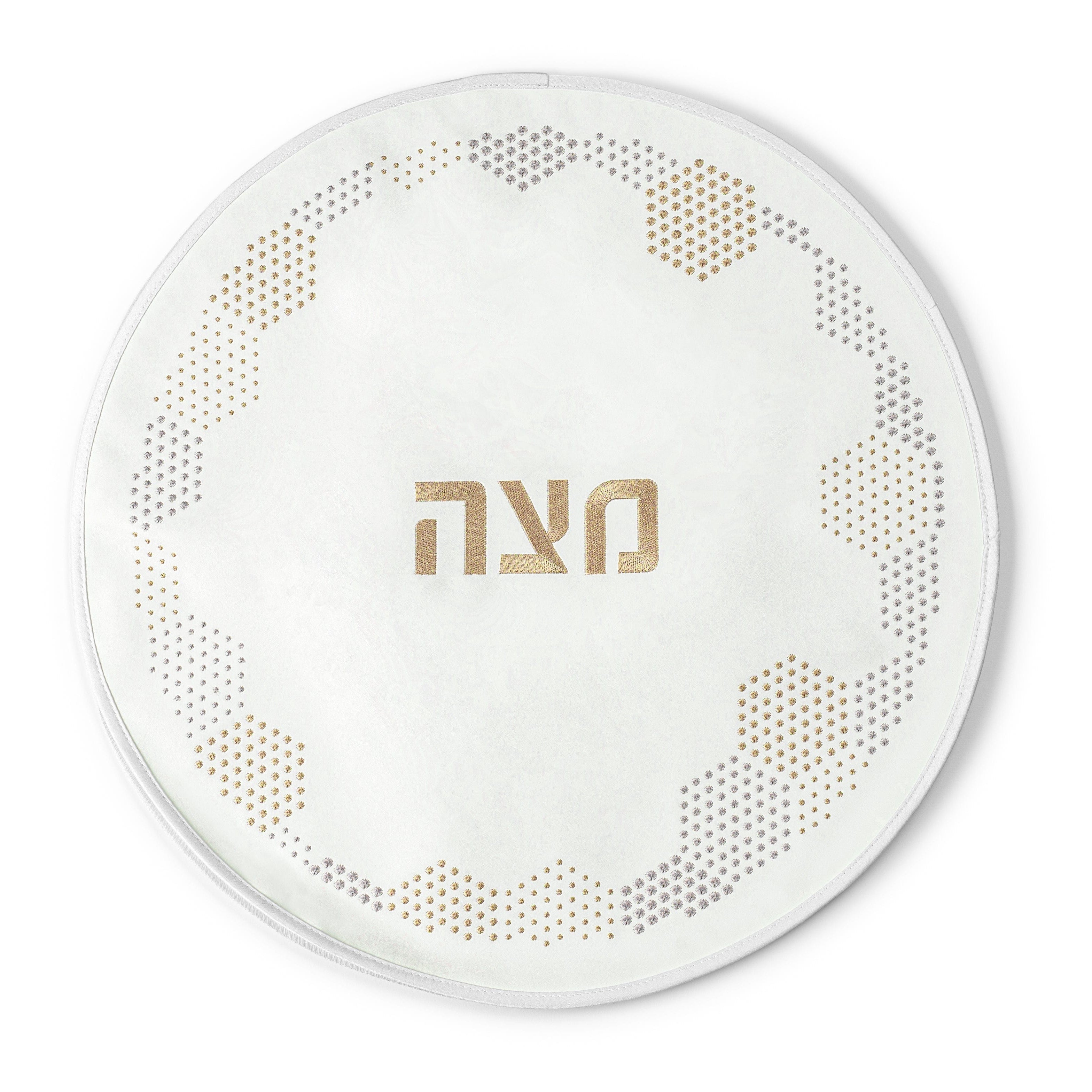 Hexagon Dot Border Matzah Cover - Waterdale Collection