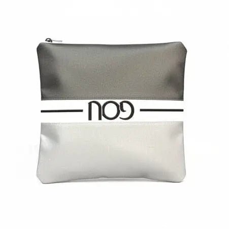 Luxury horizontal Afikoman bag in premium white leather with a minimalist "Afikoman" Hebrew script by Waterdale Collection.