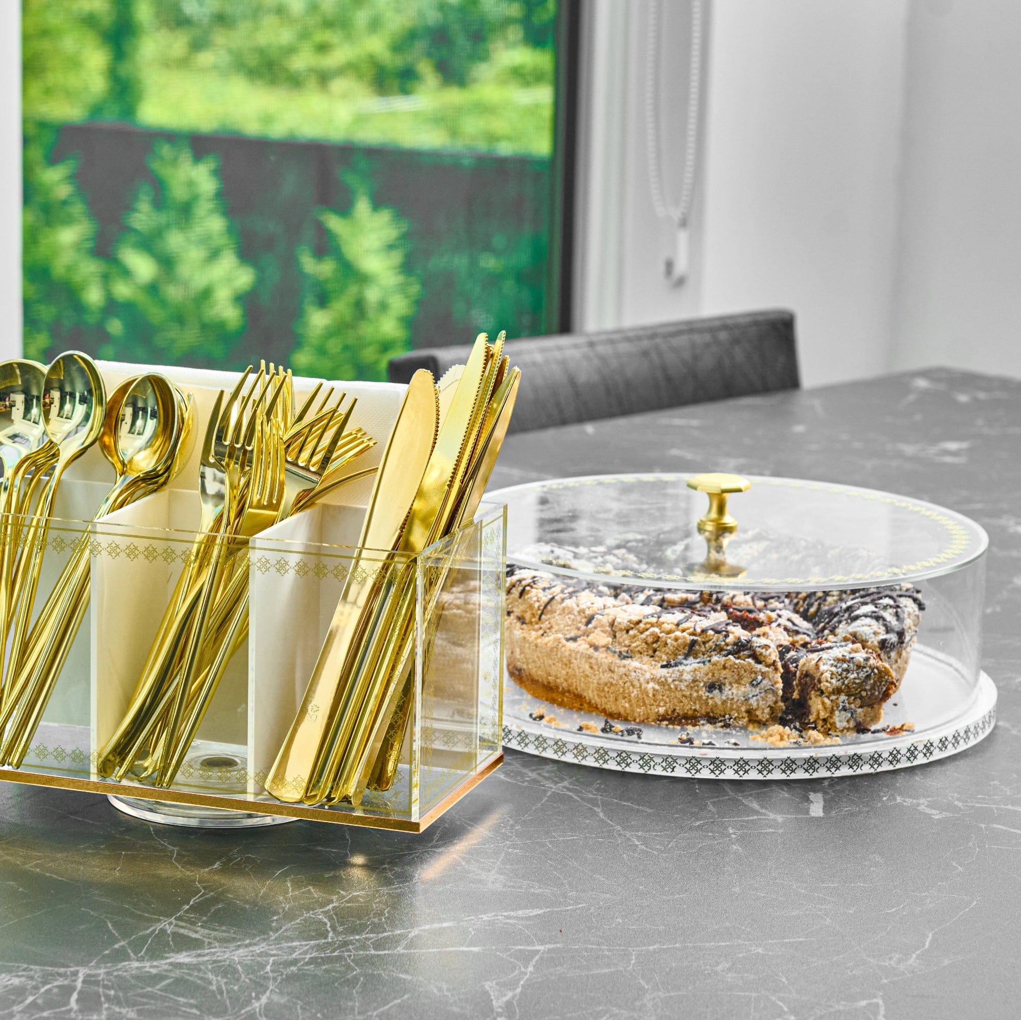 Inspired Swivel Silverware Caddy on an elegant table setup.