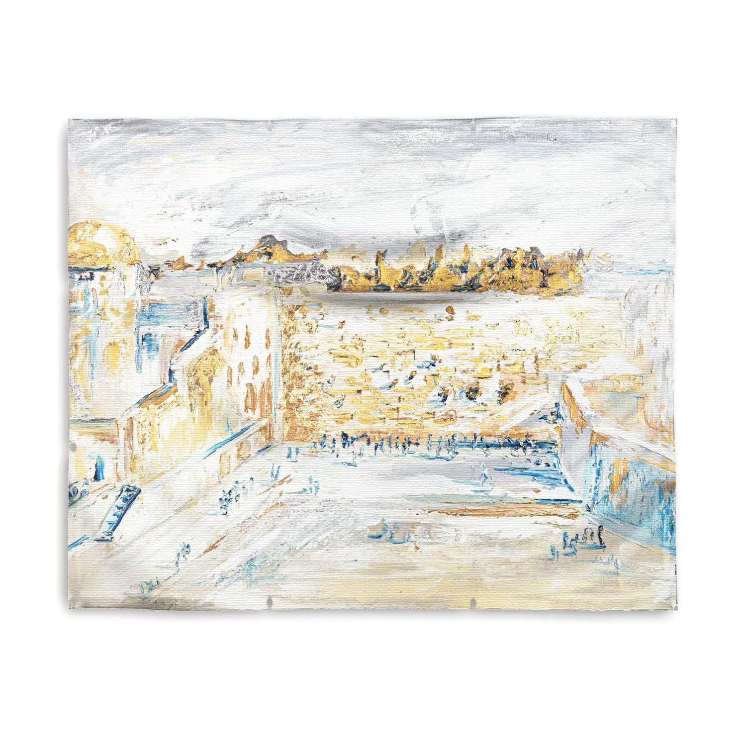Kosel Plaza of Gray & Gold Vinyl Sukkah Decoration - Waterdale Collection