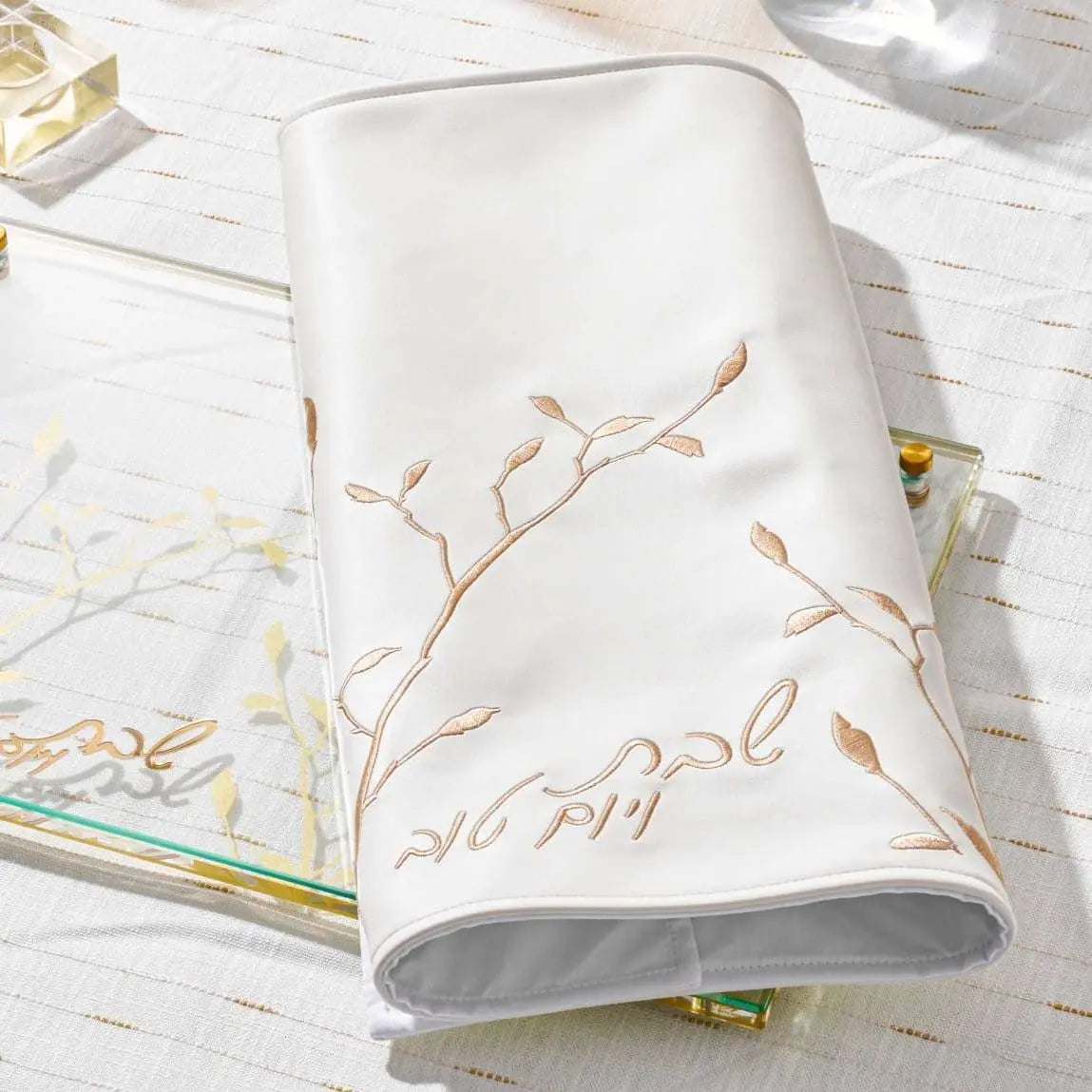 Leaf Embroidered Challah Cover Waterdale Collection Challah Cover