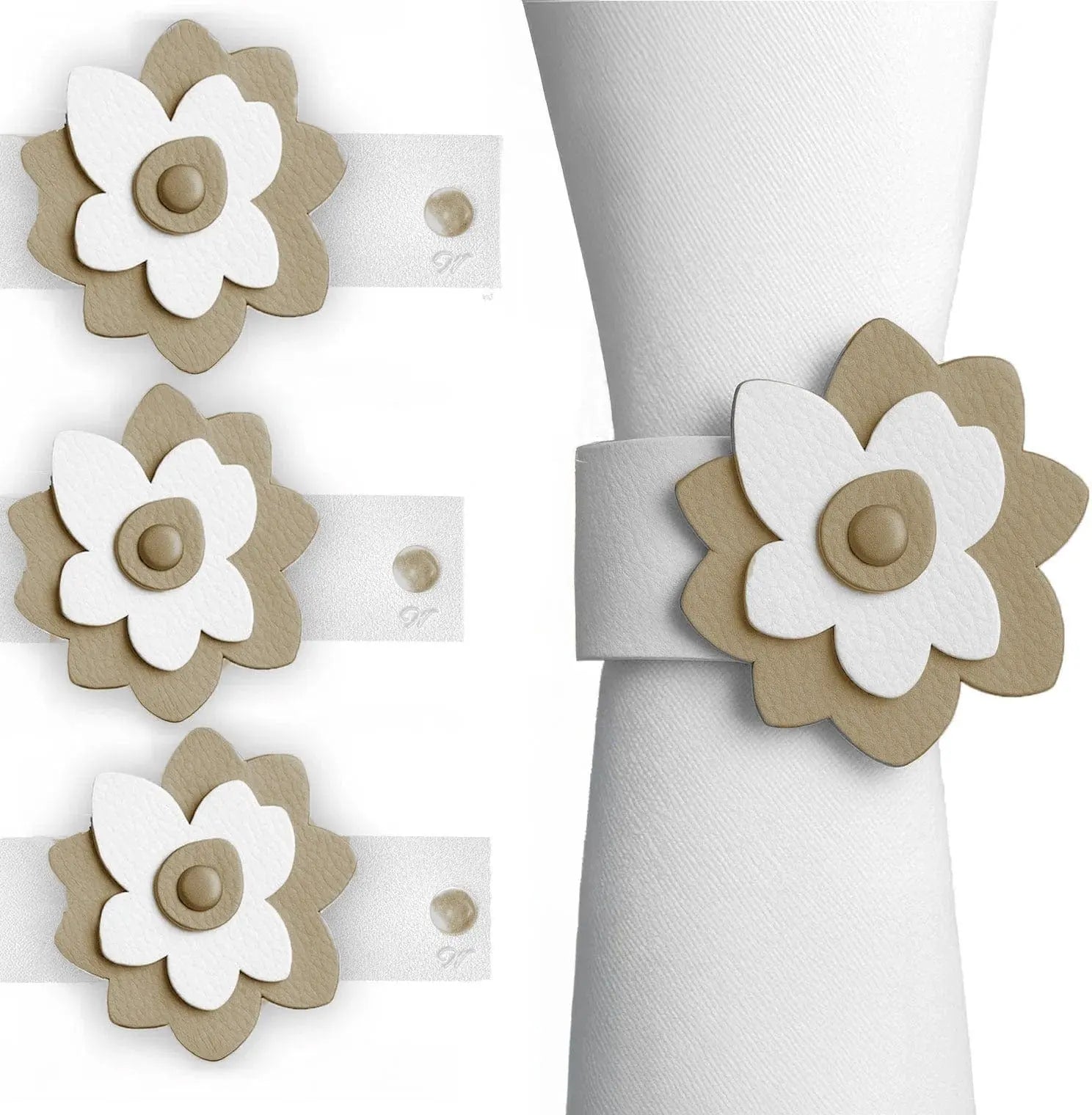 Leather Flower Napkin Wraps - Waterdale Collection