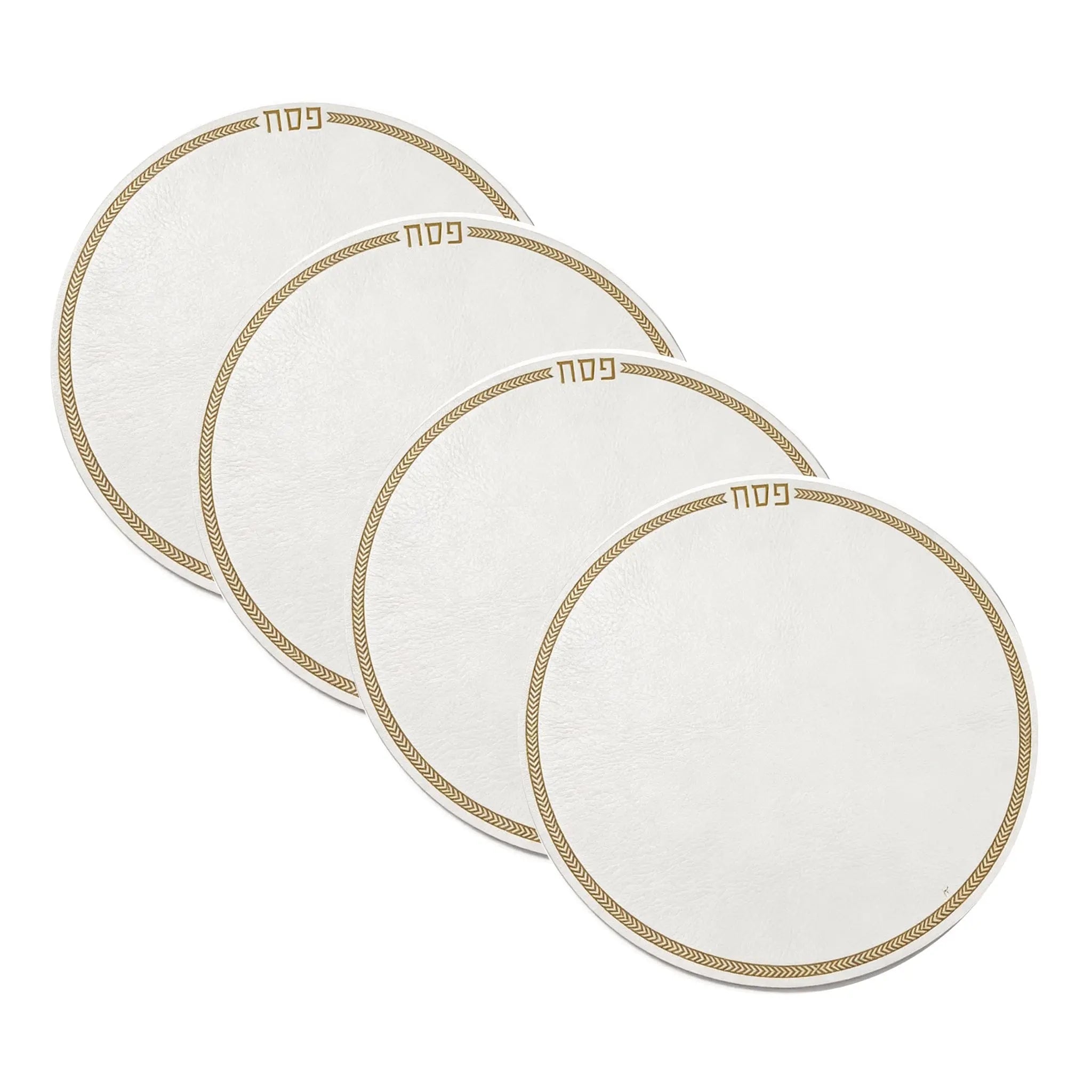 Leather Herringbone Pesach Round Chargers - Waterdale Collection