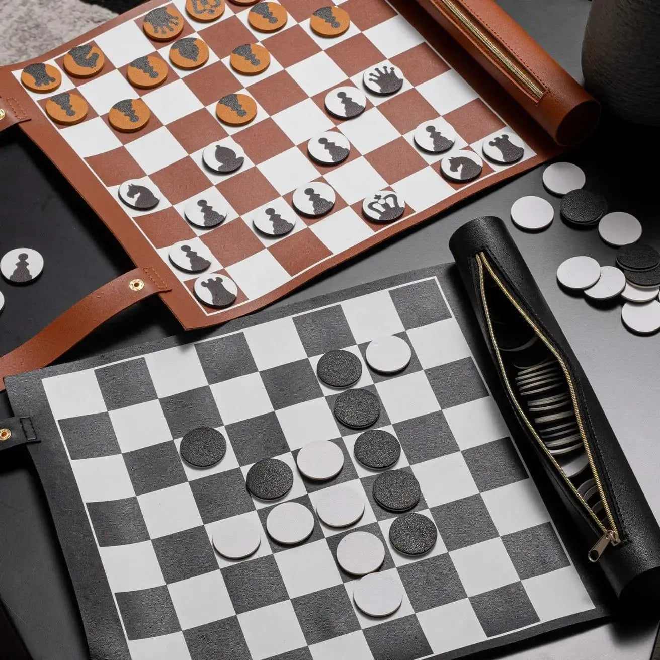 Leather Othello/Checkers Game - Waterdale Collection