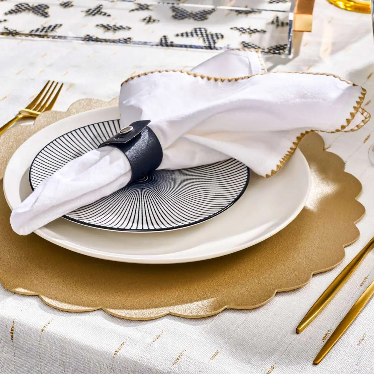 Leather Scalloped Chargers Waterdale Collection Table Charger