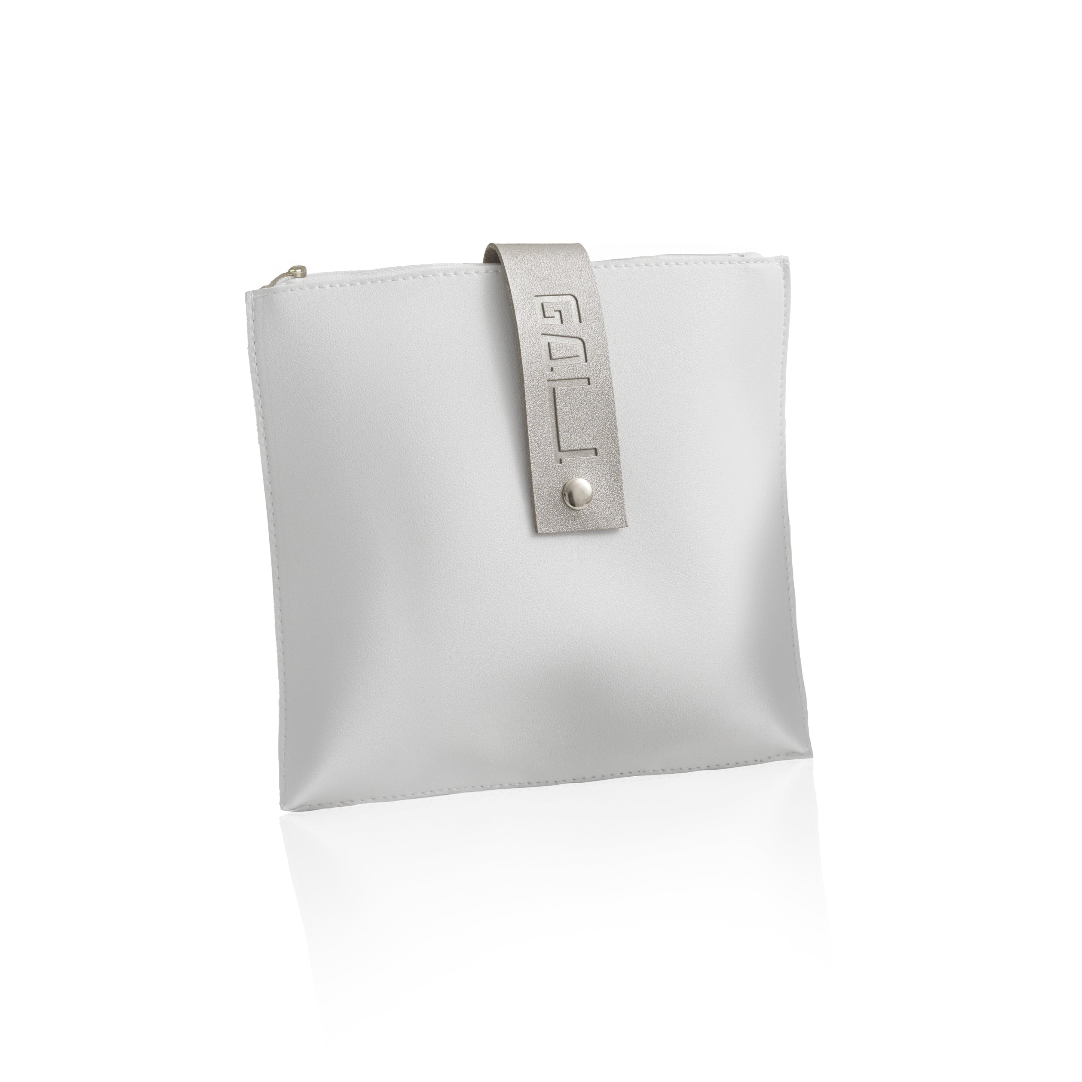 Silver Leather Square Gebrokst Bag