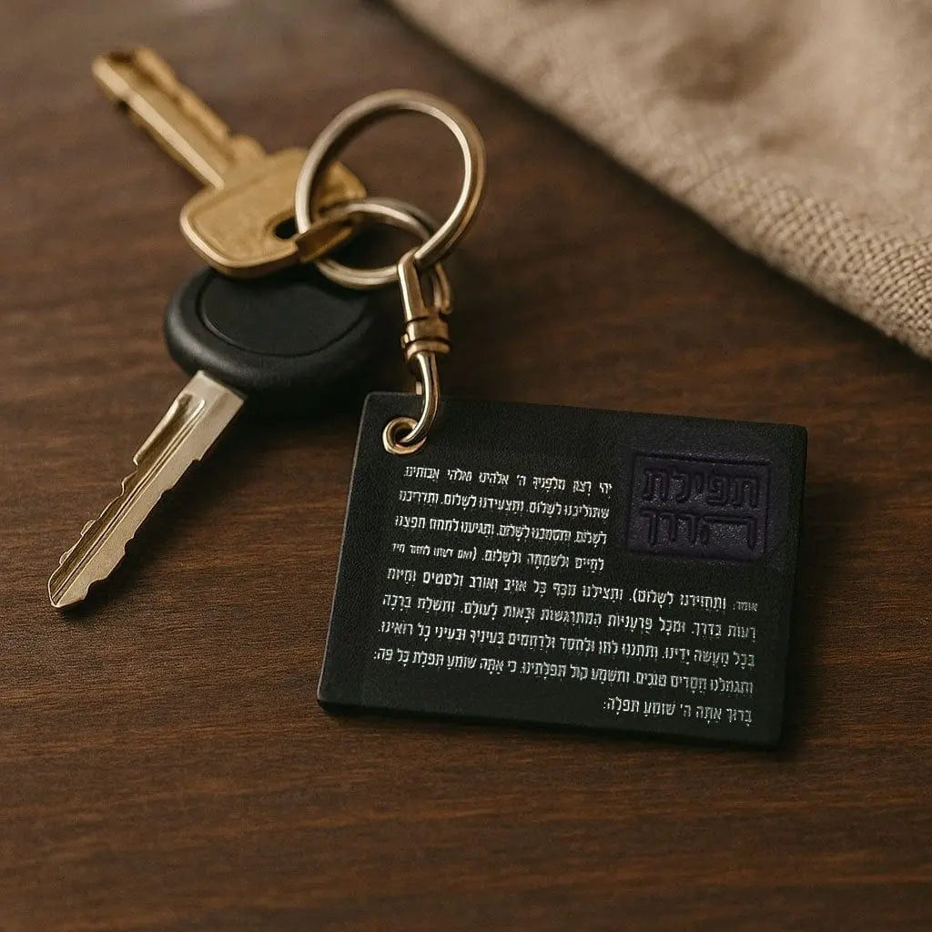 Leather Tefillas Haderech Keychain Waterdale Collection Keychain