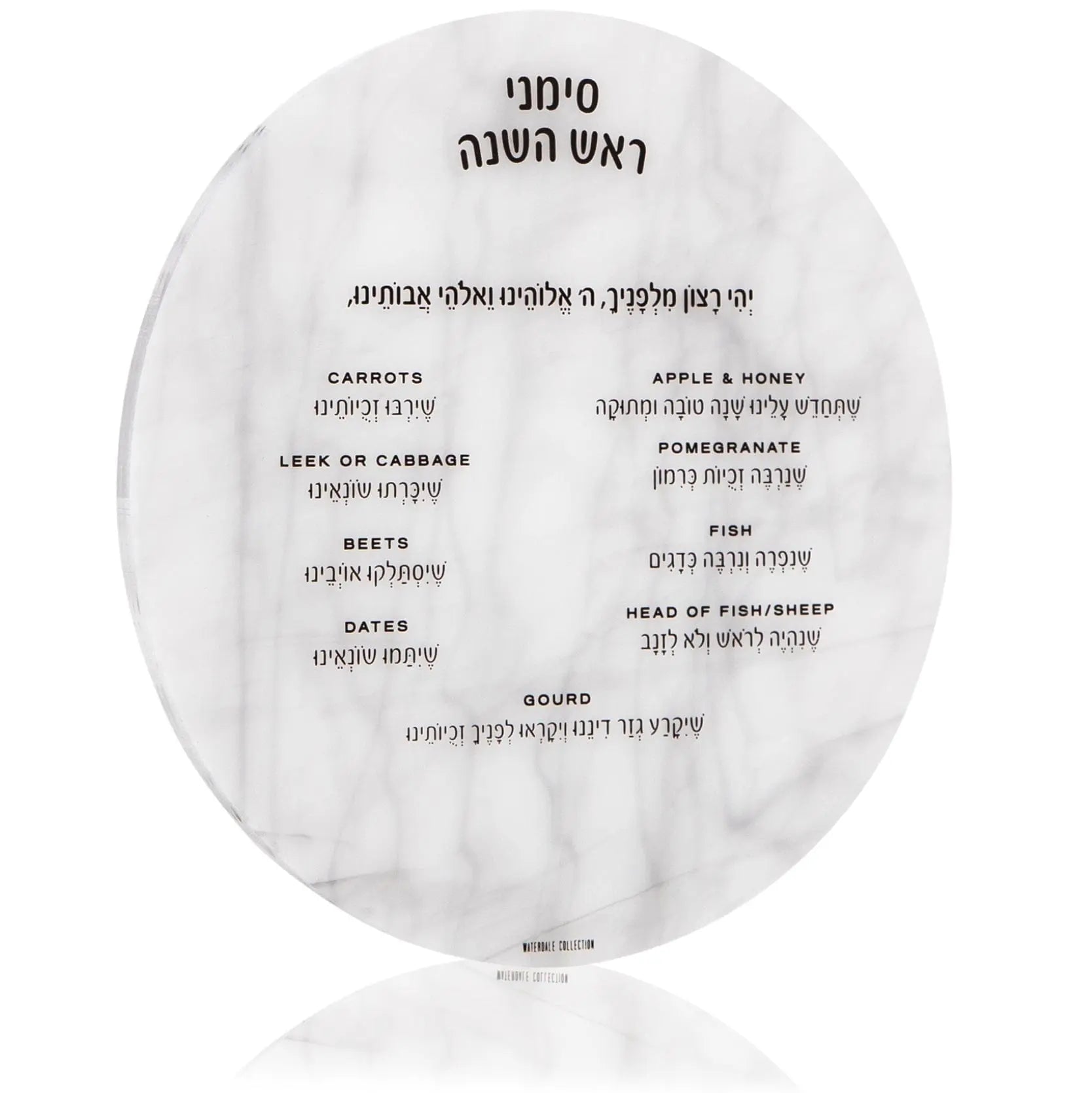 Marble Round Simanim Card - Waterdale Collection