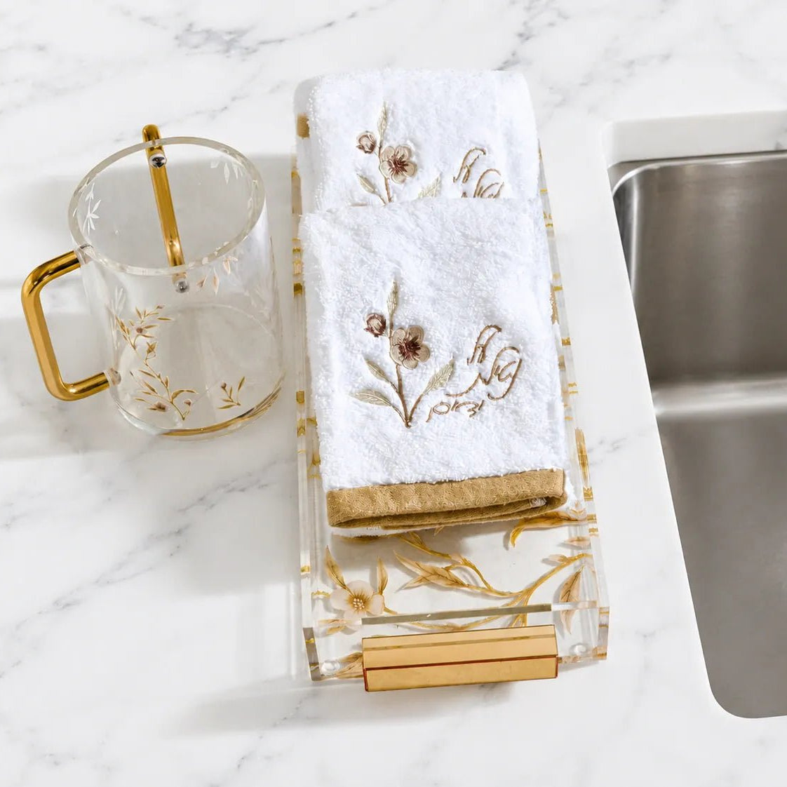Netilas Yadayim Floral Finger Towel Towel - Waterdale Collection