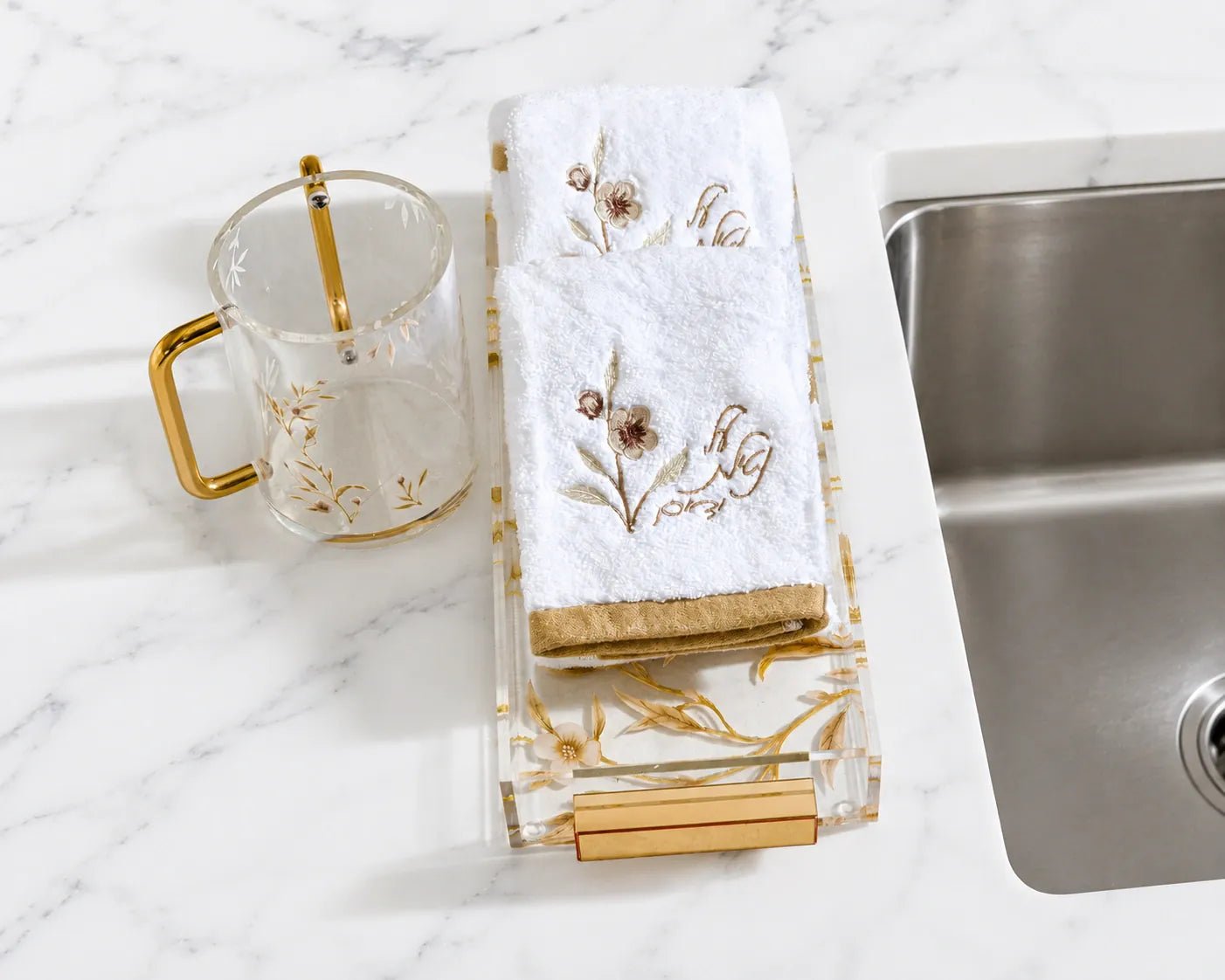 Netilas Yadayim Floral Finger Towel Towel - Waterdale Collection