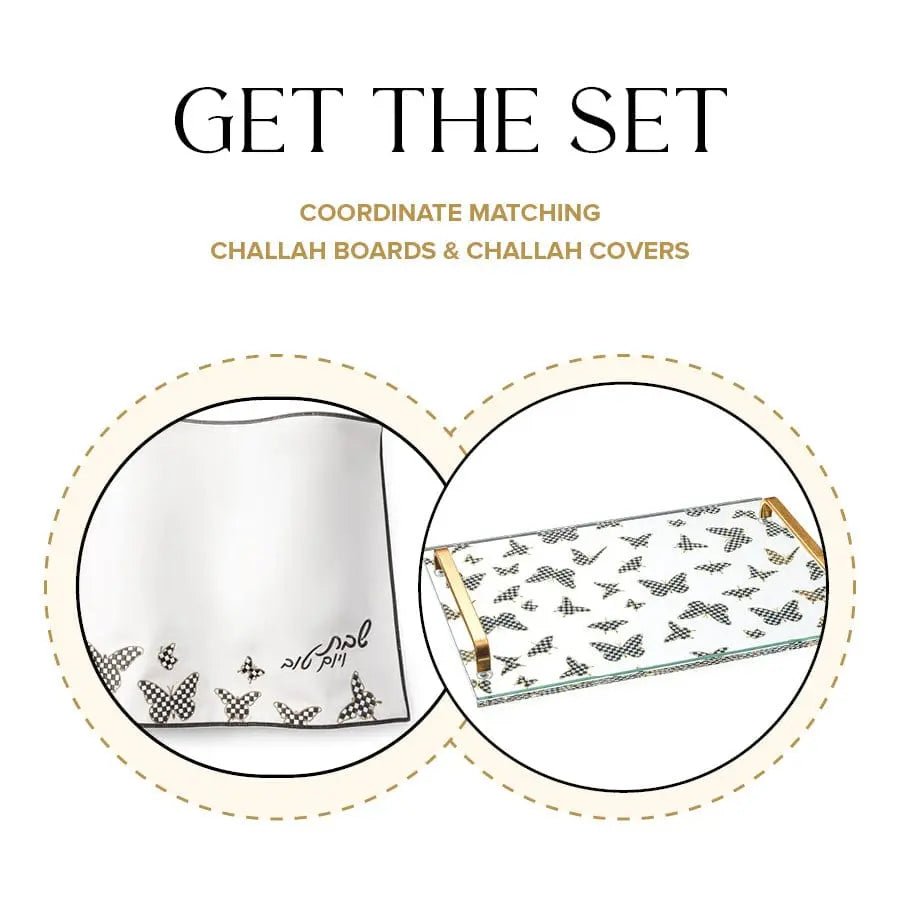 Onyx Butterfly Challah Board & Cover Set - Waterdale Collection