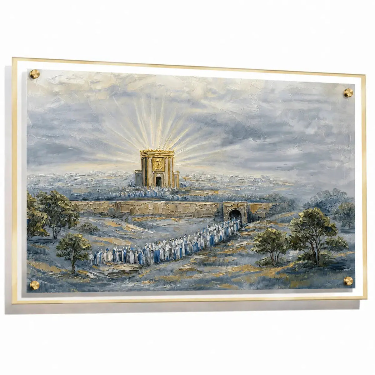 gold and blue painted batya bais hamikdash