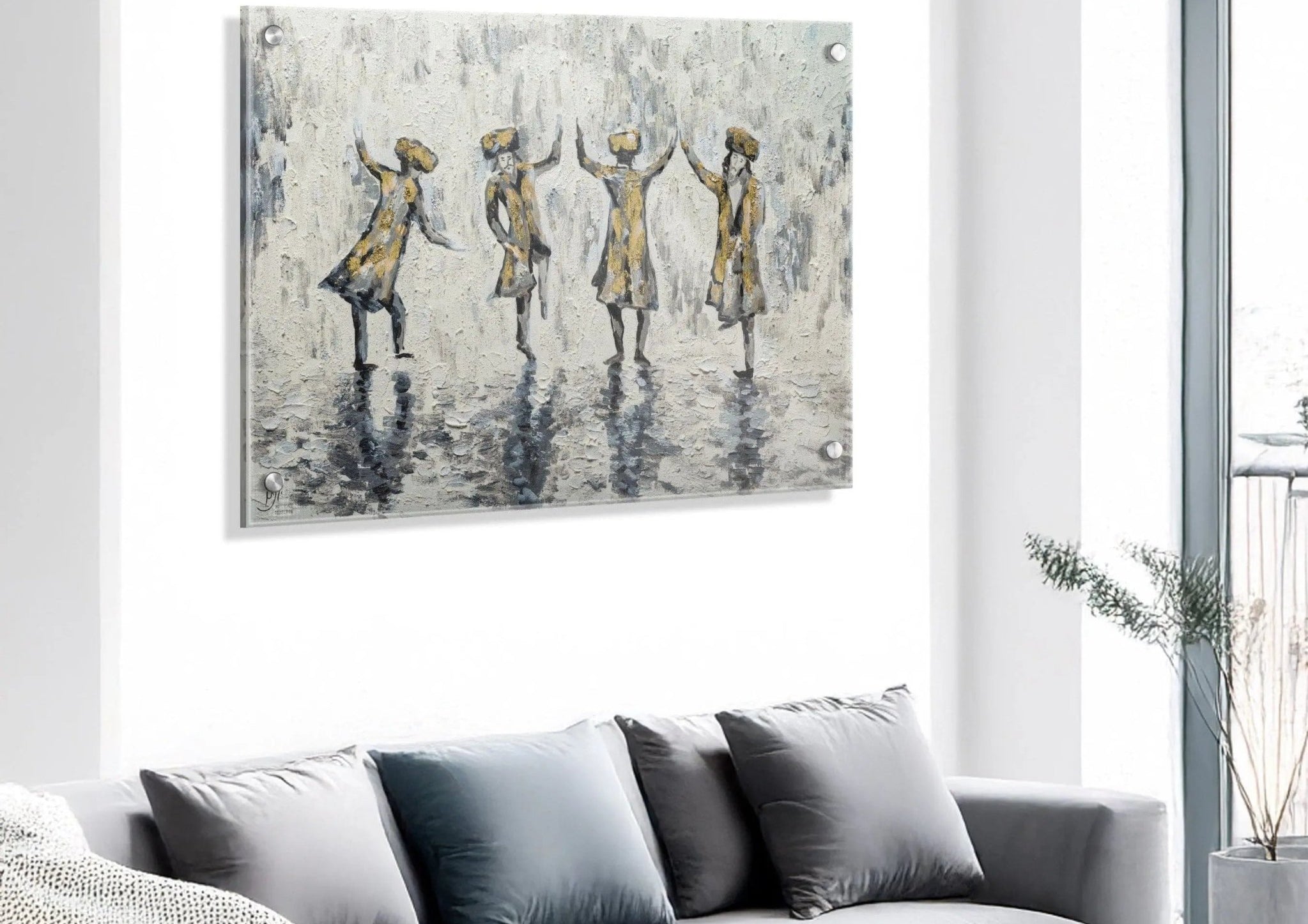 Painted by Yonatan Chassidim Dancing - Waterdale Collection