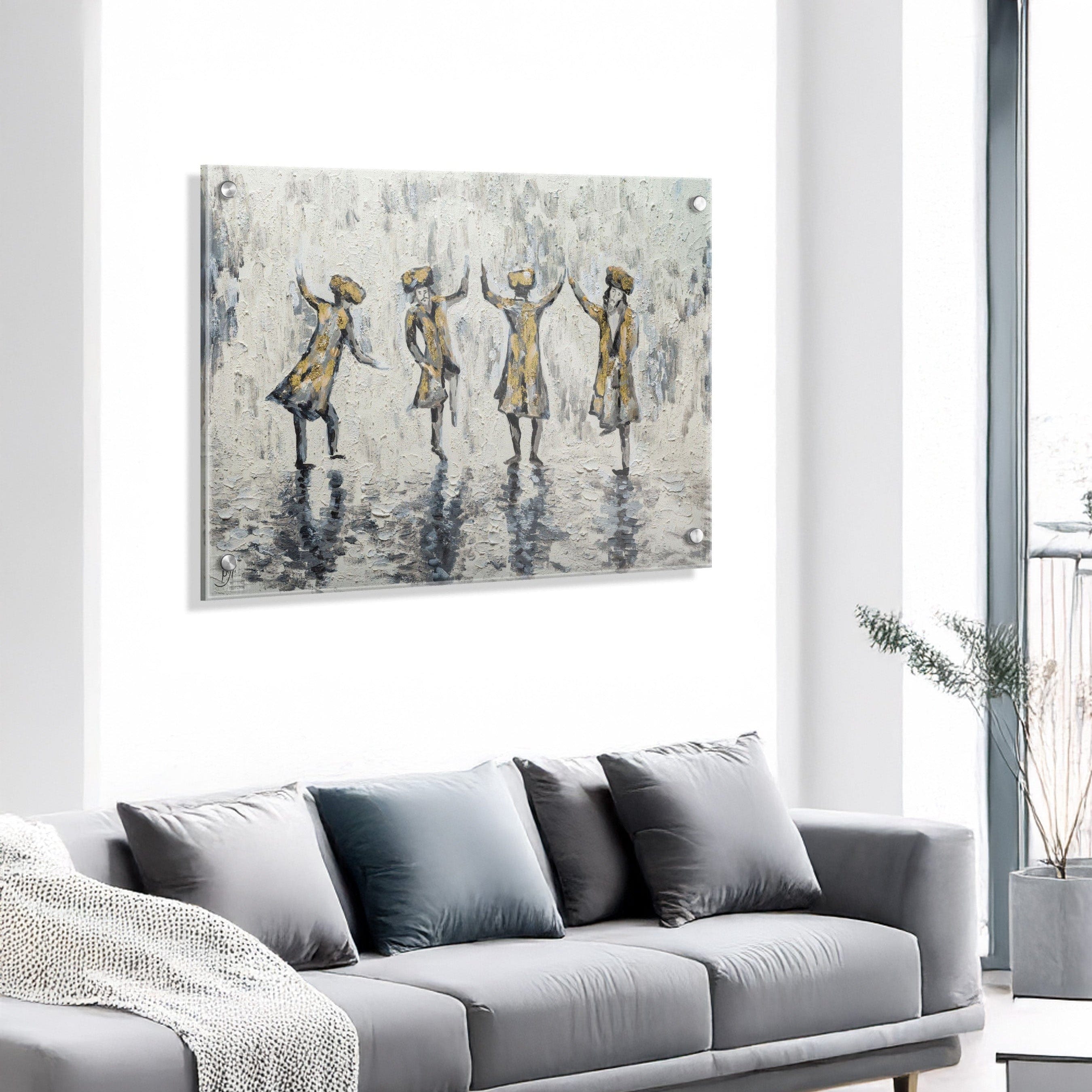 Painted by Yonatan Chassidim Dancing - Waterdale Collection