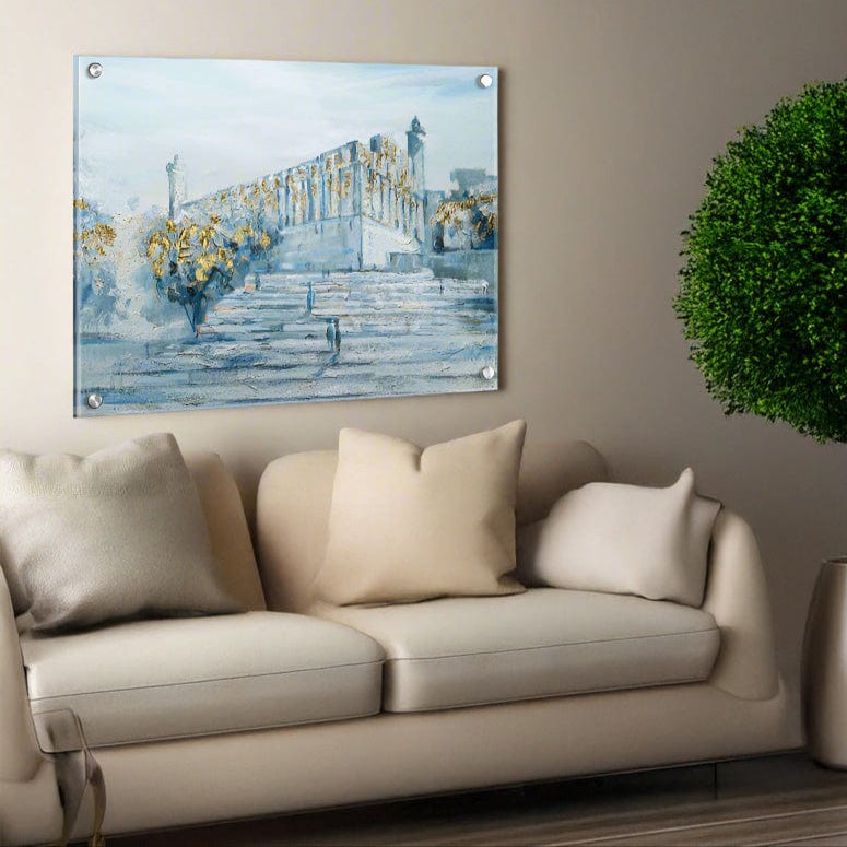 Painted by Yonatan Mearas Hamachpela wall art hung on the living room wall