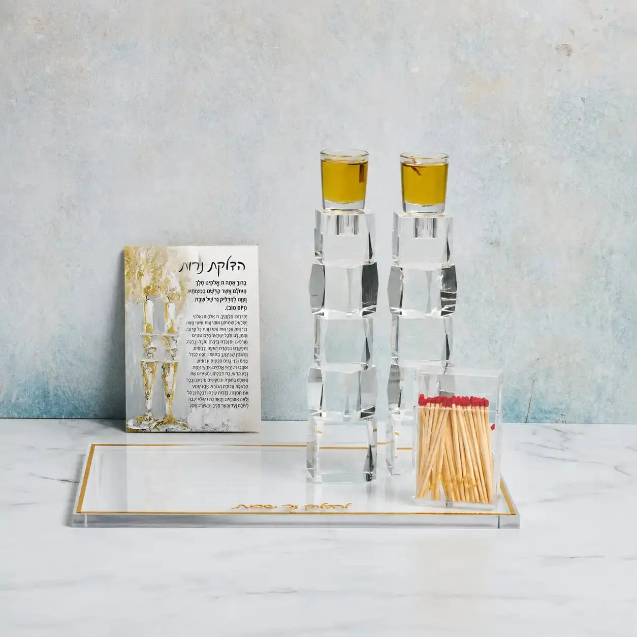 Hadlokas neiros card with painted gold candles design