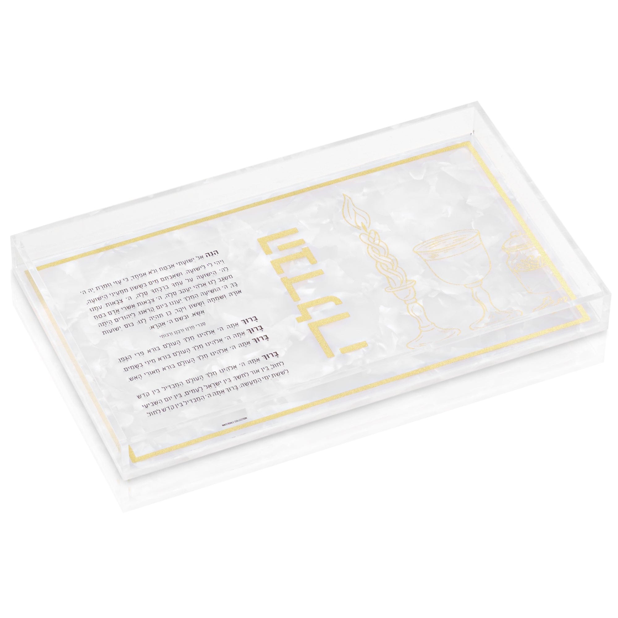 Pearlstone Havdalah plate from Waterdale Collection. on white background.