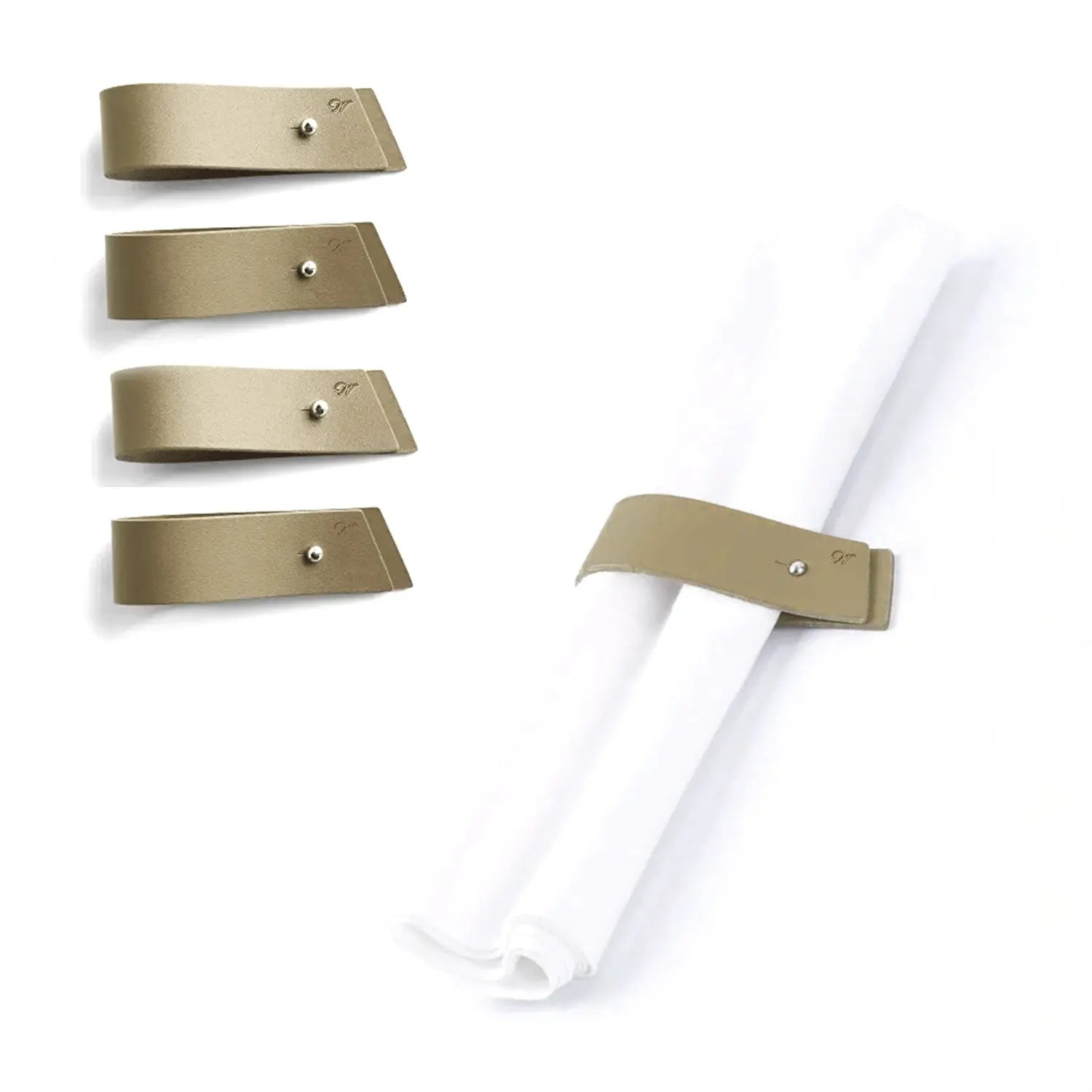 Gold Pin Leather Napkin Wraps