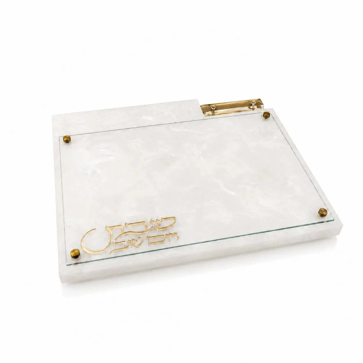 Marble Resin Challah Board with Knife Slot | Shabbos & Yom tov Judaica for the Shabbat table