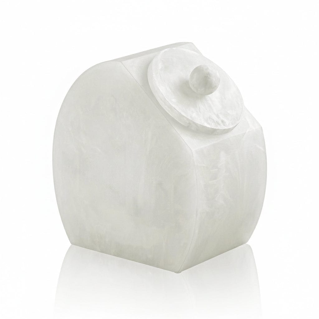 White marbled resin cookie jar with lid for kitchen storage – Waterdale Collection