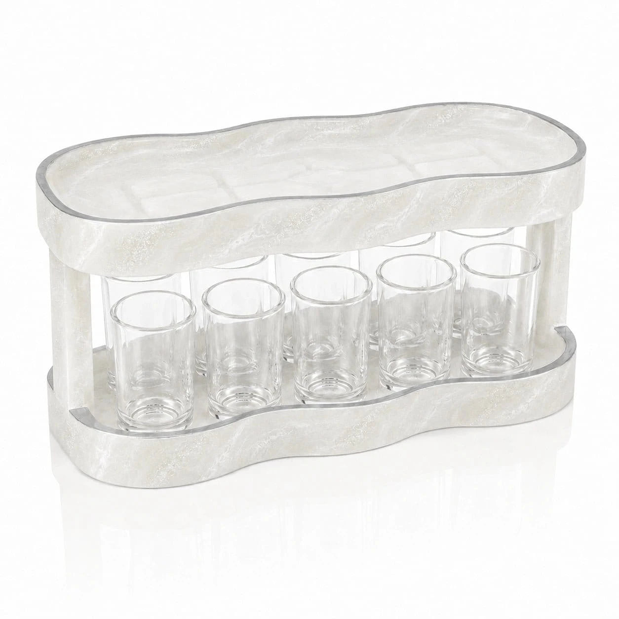 Silver Resin Curved Kiddush Cup Fountain | Elegant Tableware