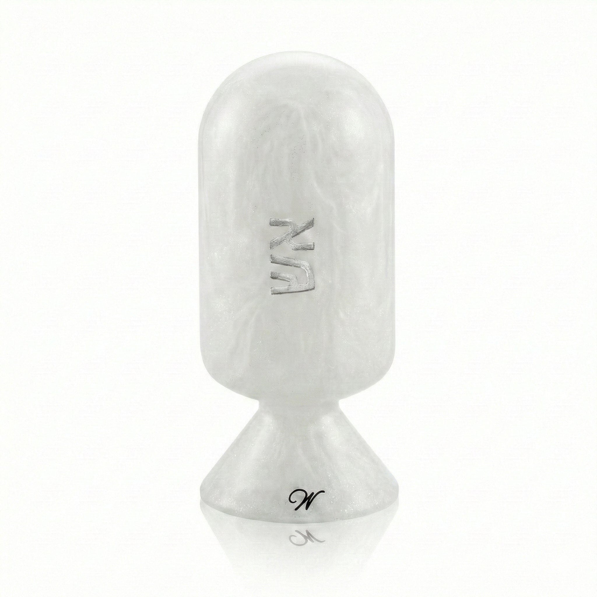 White marble resin match holder with Hebrew lettering – Waterdale Collection