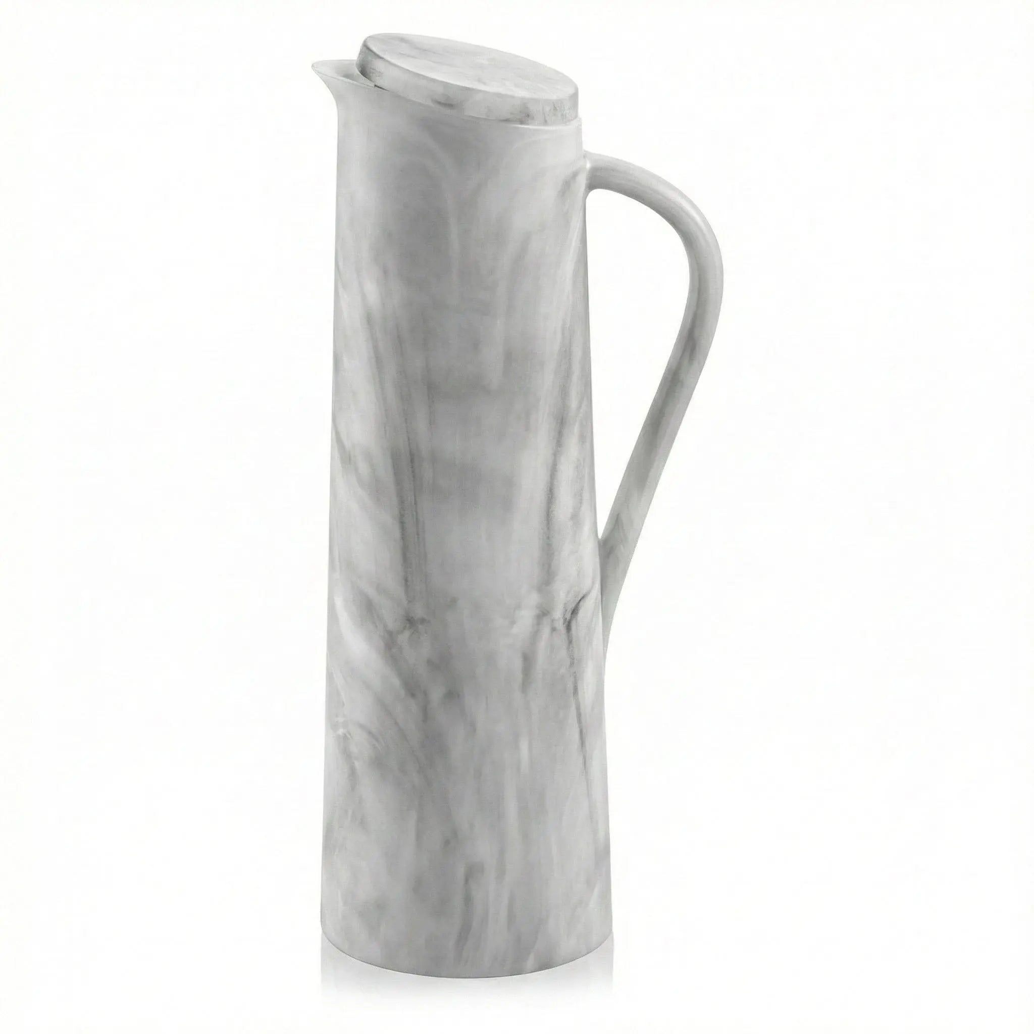 Gray marble-style resin pitcher with lid – Waterdale Collection