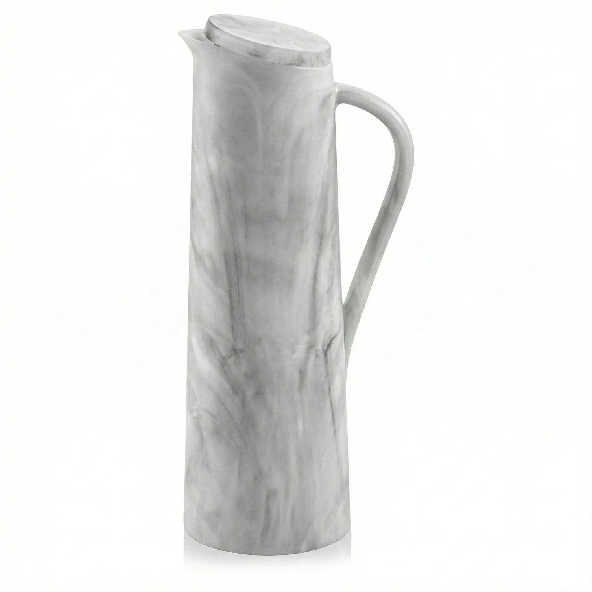 Gray marble-style resin pitcher with lid – Waterdale Collection