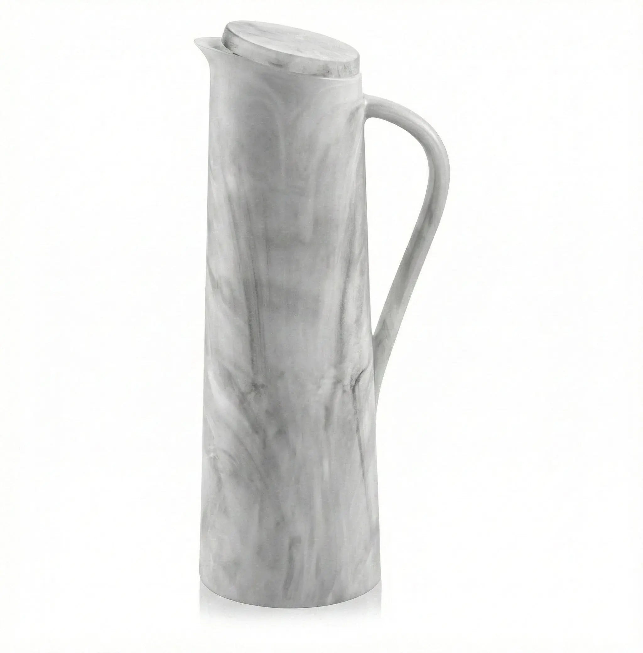 Gray marble-style resin pitcher with lid – Waterdale Collection