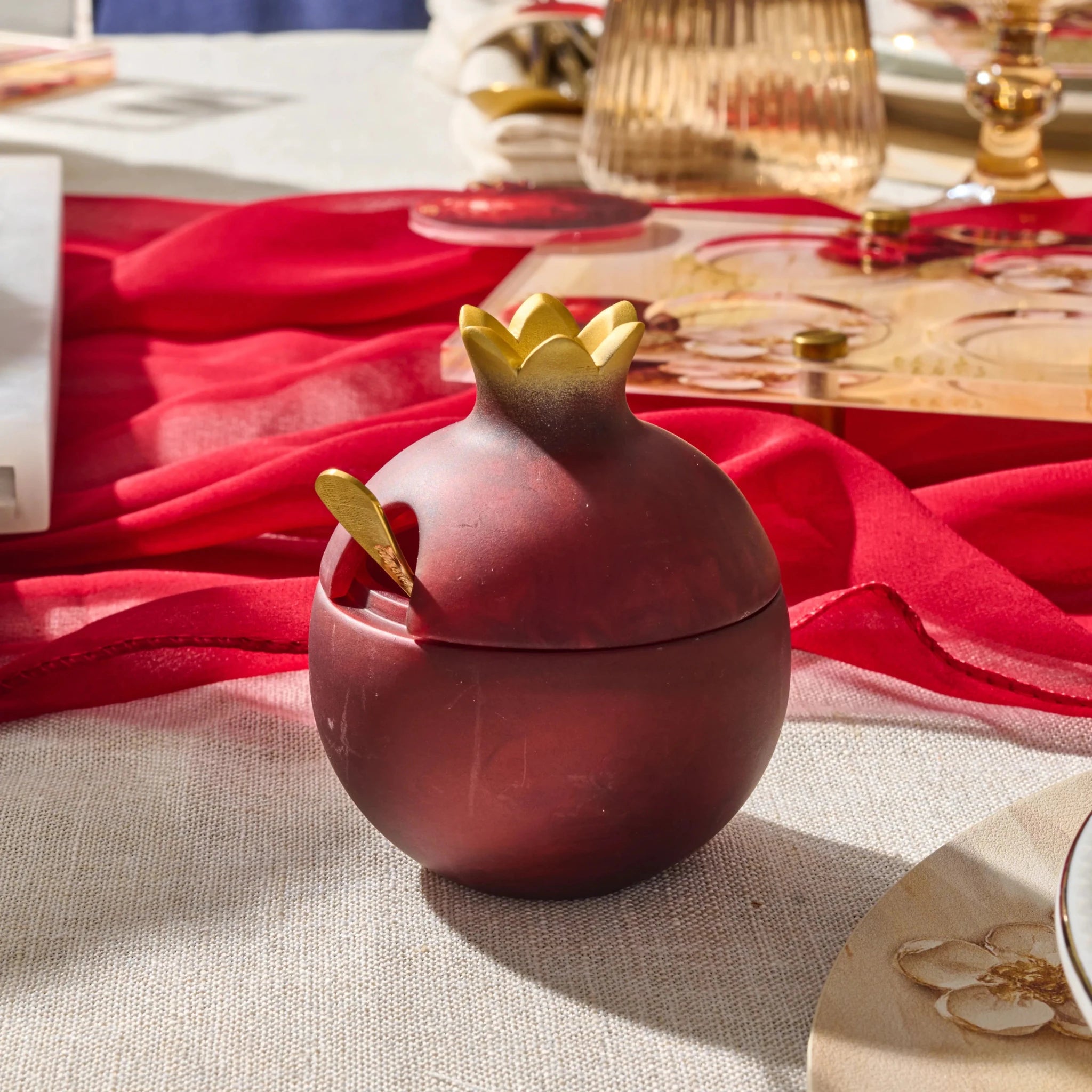 Resin Pomegranate Honey Dish - Waterdale Collection