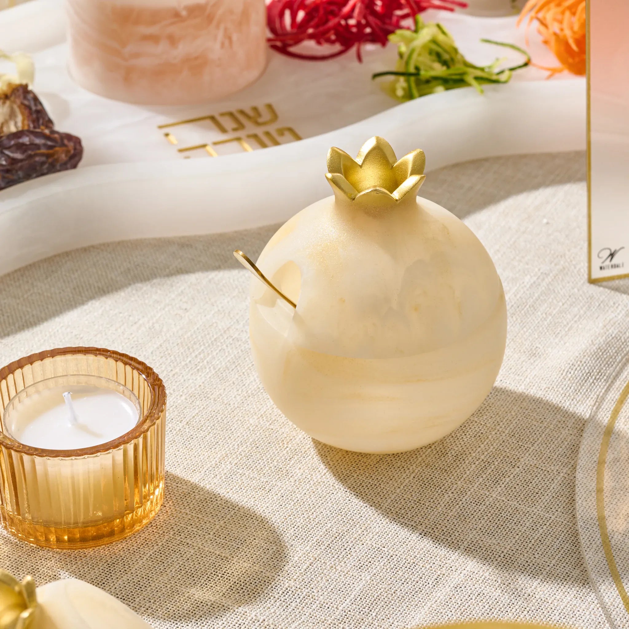 RH-HD-POM-RS-GO Resin Pomegranate Honey Dish Gold
