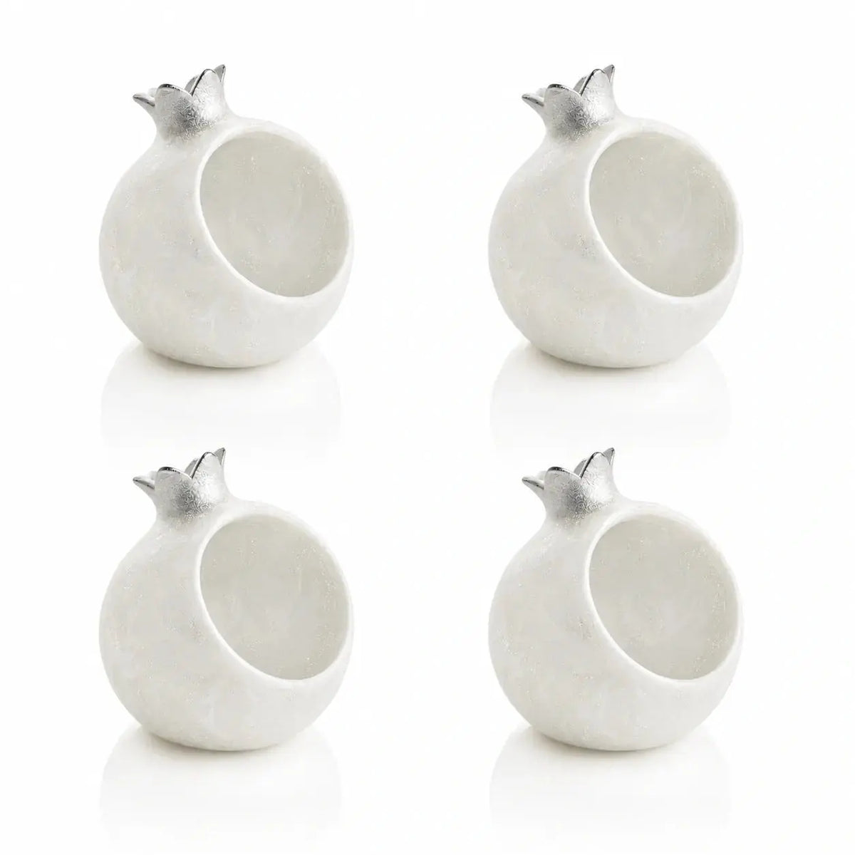 Silver resin pomegranate honey dishes, set of 4, for the Jewish New Year