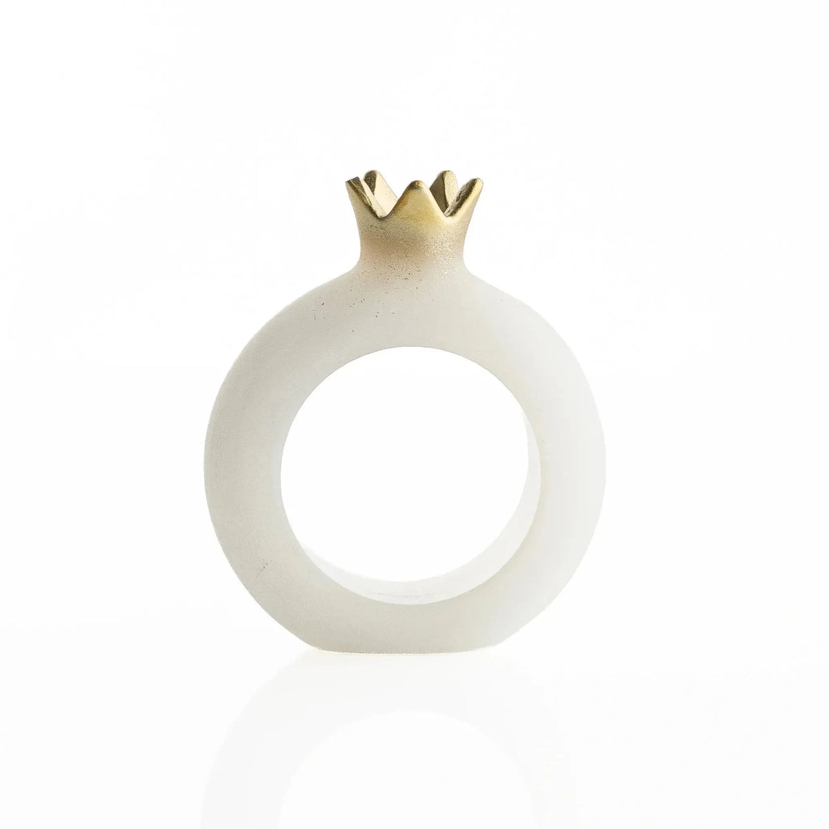 Marble pomegranate napkin rings on a Rosh Hashonah place setting