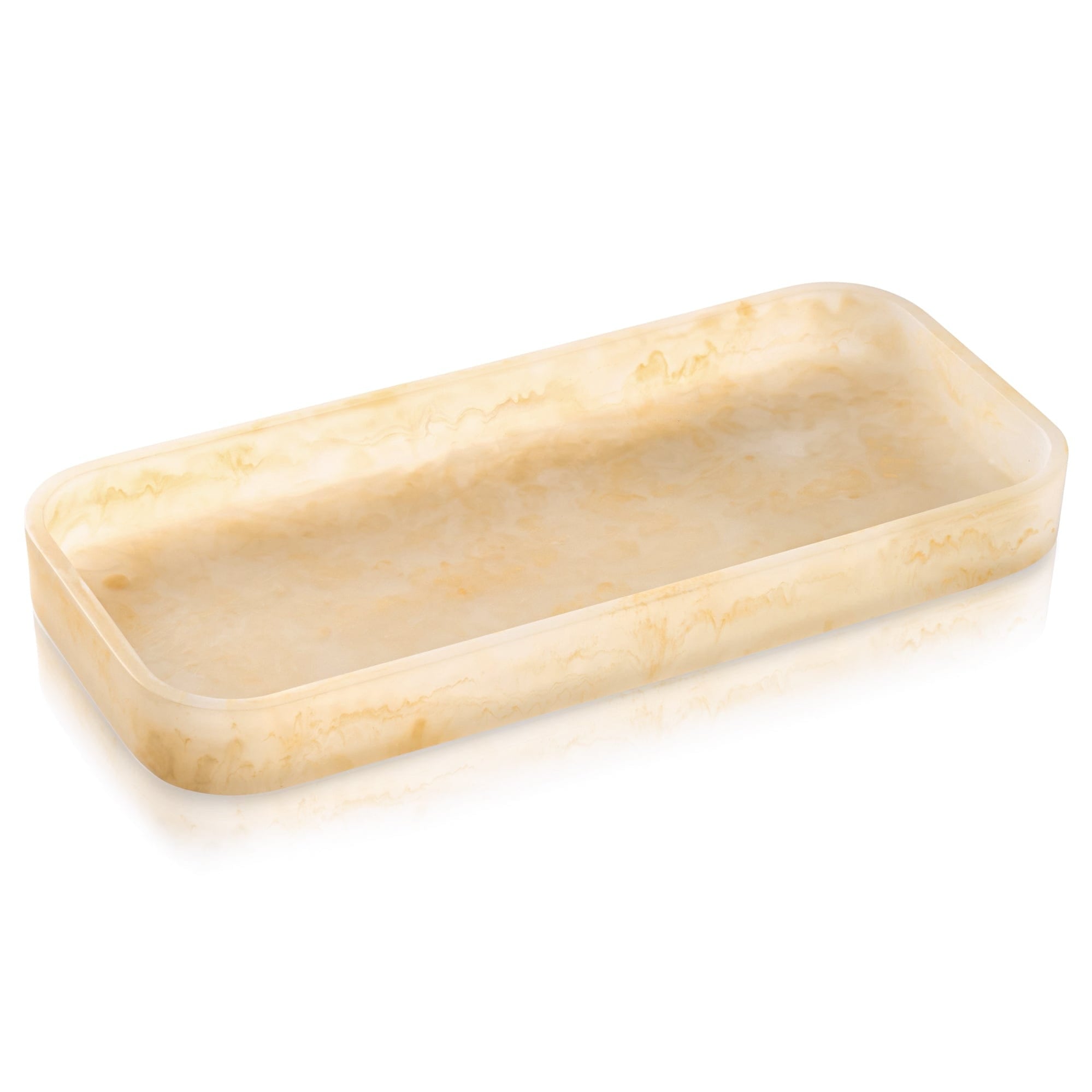 Rectangular Resin gold marble tray on a white background - Waterdale Collection