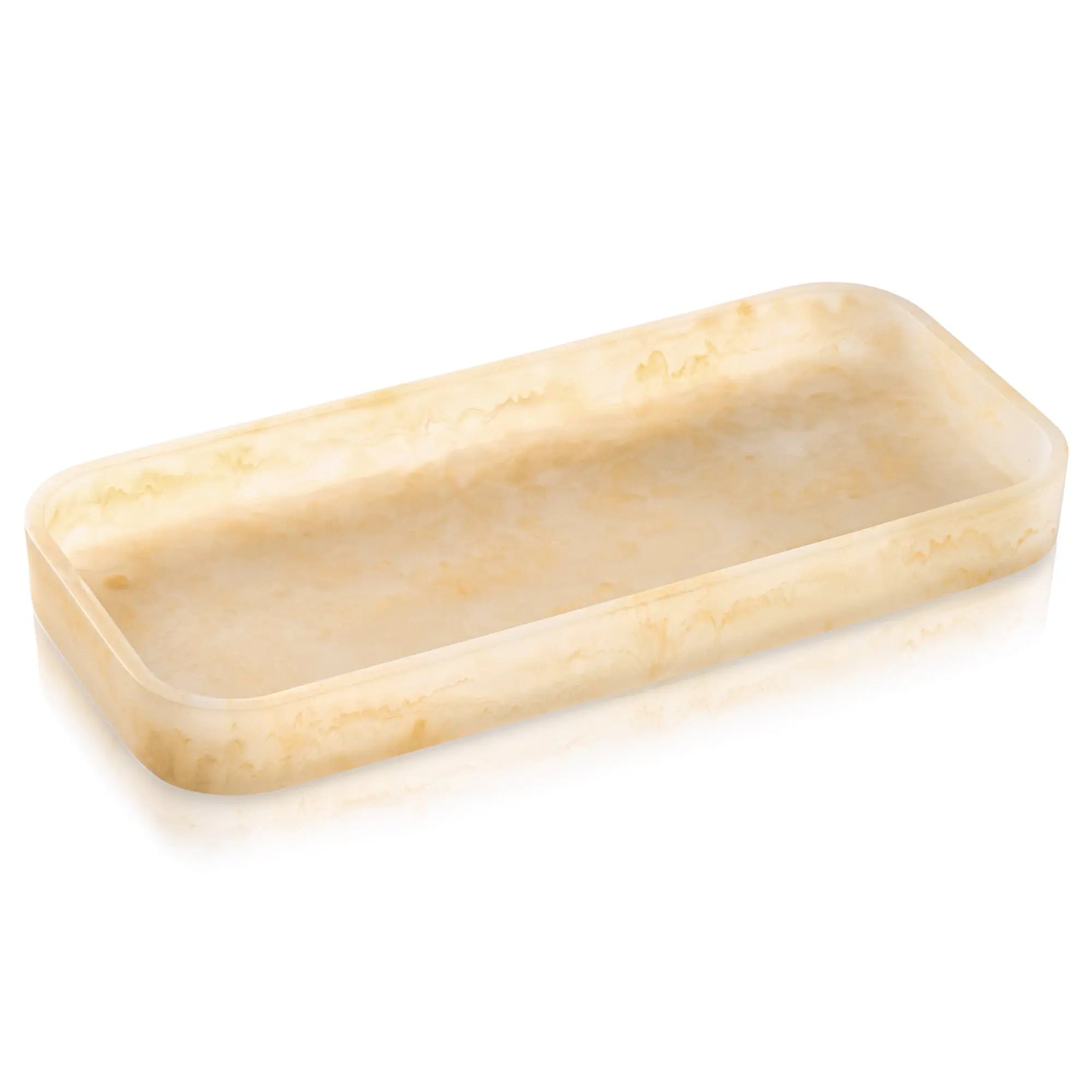 Rectangular Resin gold marble tray on a white background - Waterdale Collection
