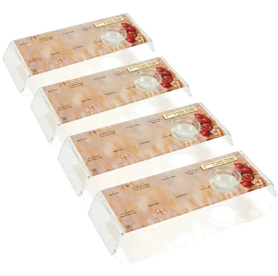 Rosh Hashana Raised Painted Pomegranate Simanim Tray by Waterdale Collection