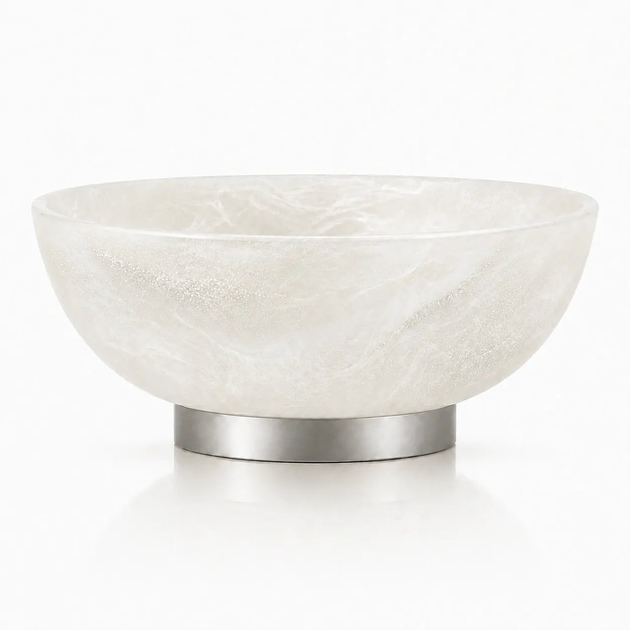 Round Resin Centerpiece Decorative Bowl | Silver Table Decor