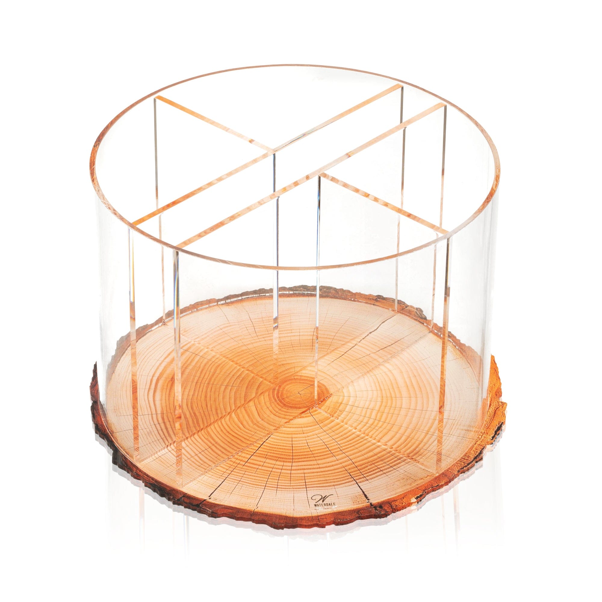 Round Wood Swivel Silverware Caddy