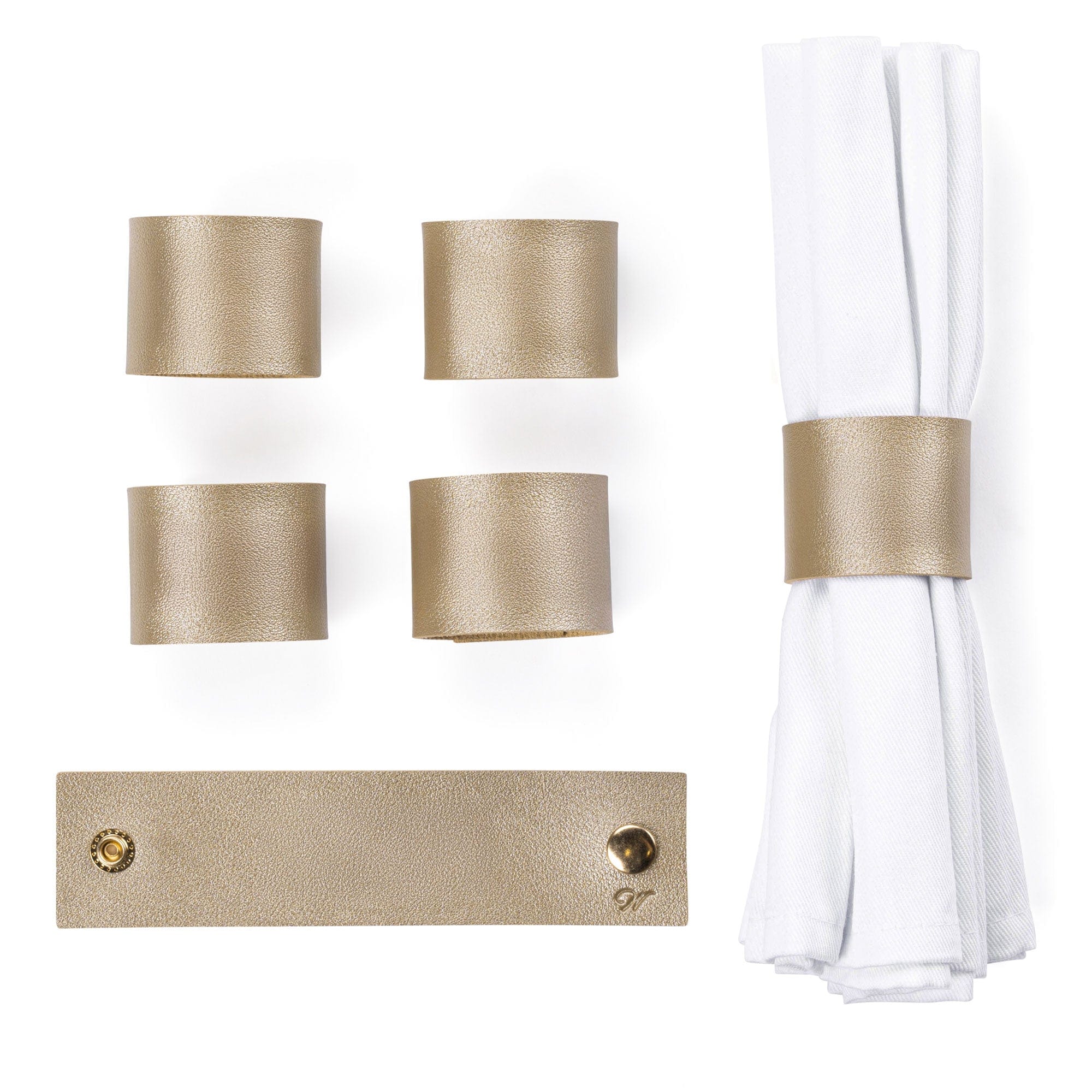 Personalized Leather Napkin Wraps Gold