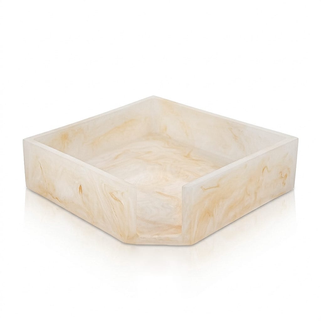 square resin napkin holder on a white background - Waterdale Collection