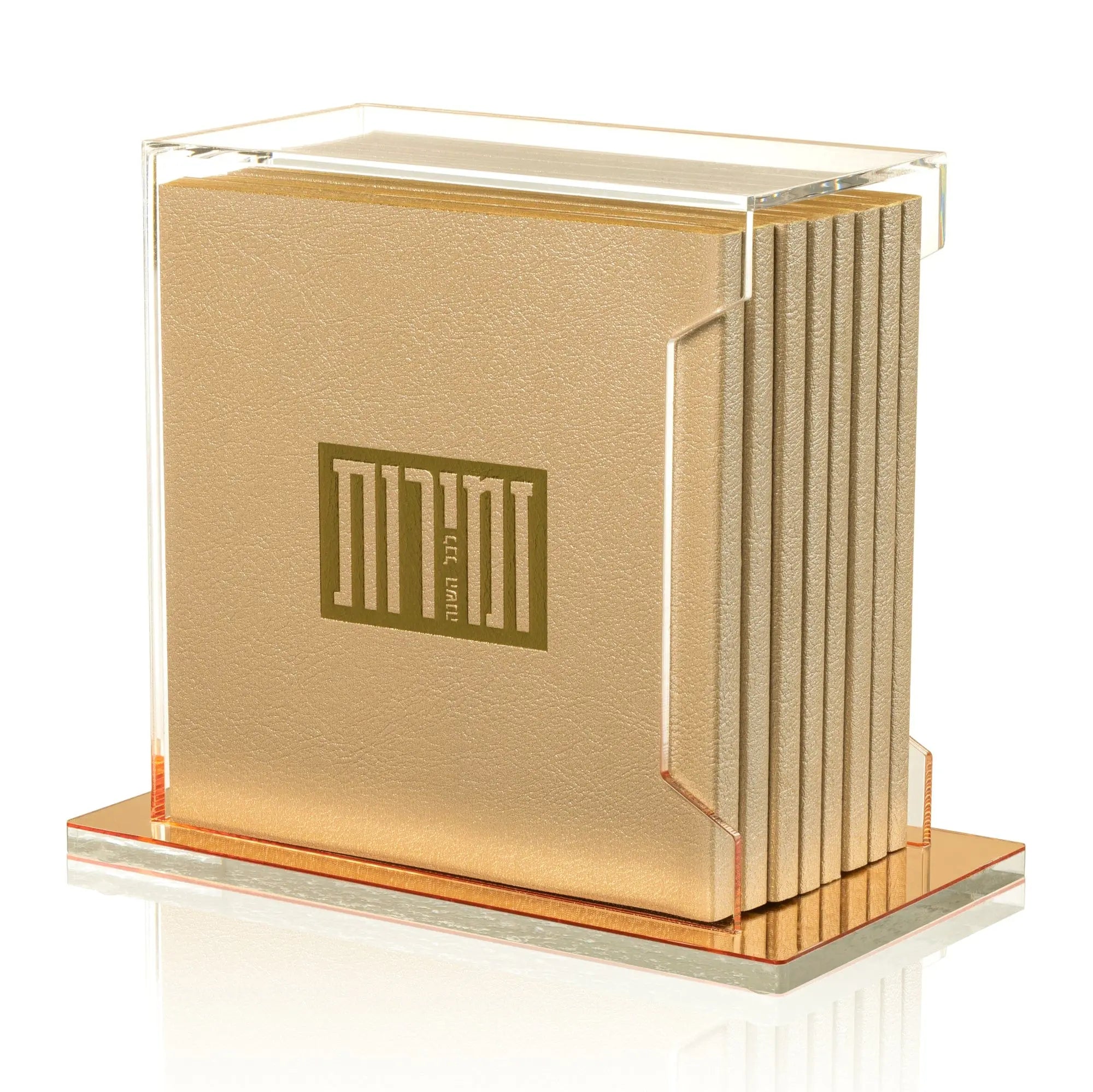 Square Softcover Leather & Lucite Zemiros Bencher Set - Waterdale Collection