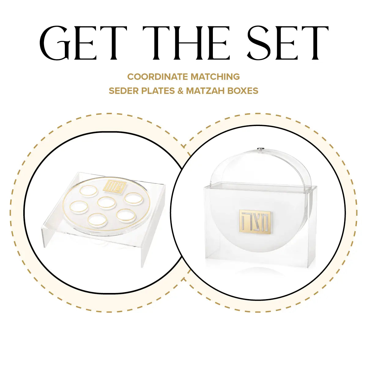Suspended Tall Seder Plate & Standing Matzah Box Set - Waterdale Collection