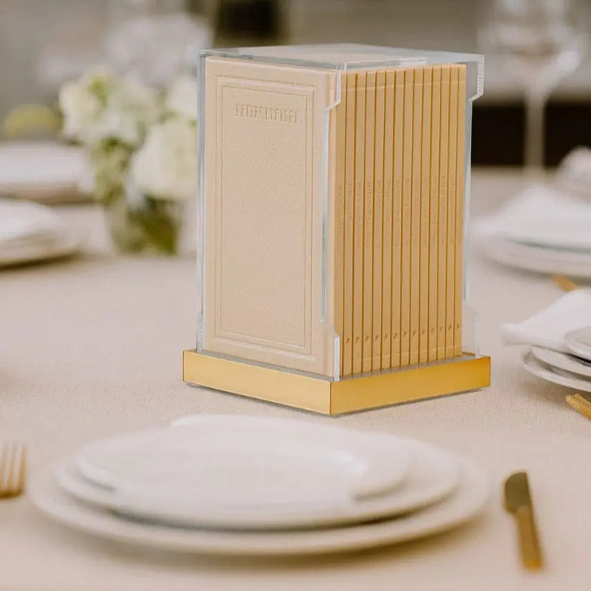 Tall Hardcover Leather & Lucite Bencher Set (Set of 14) - Waterdale Collection