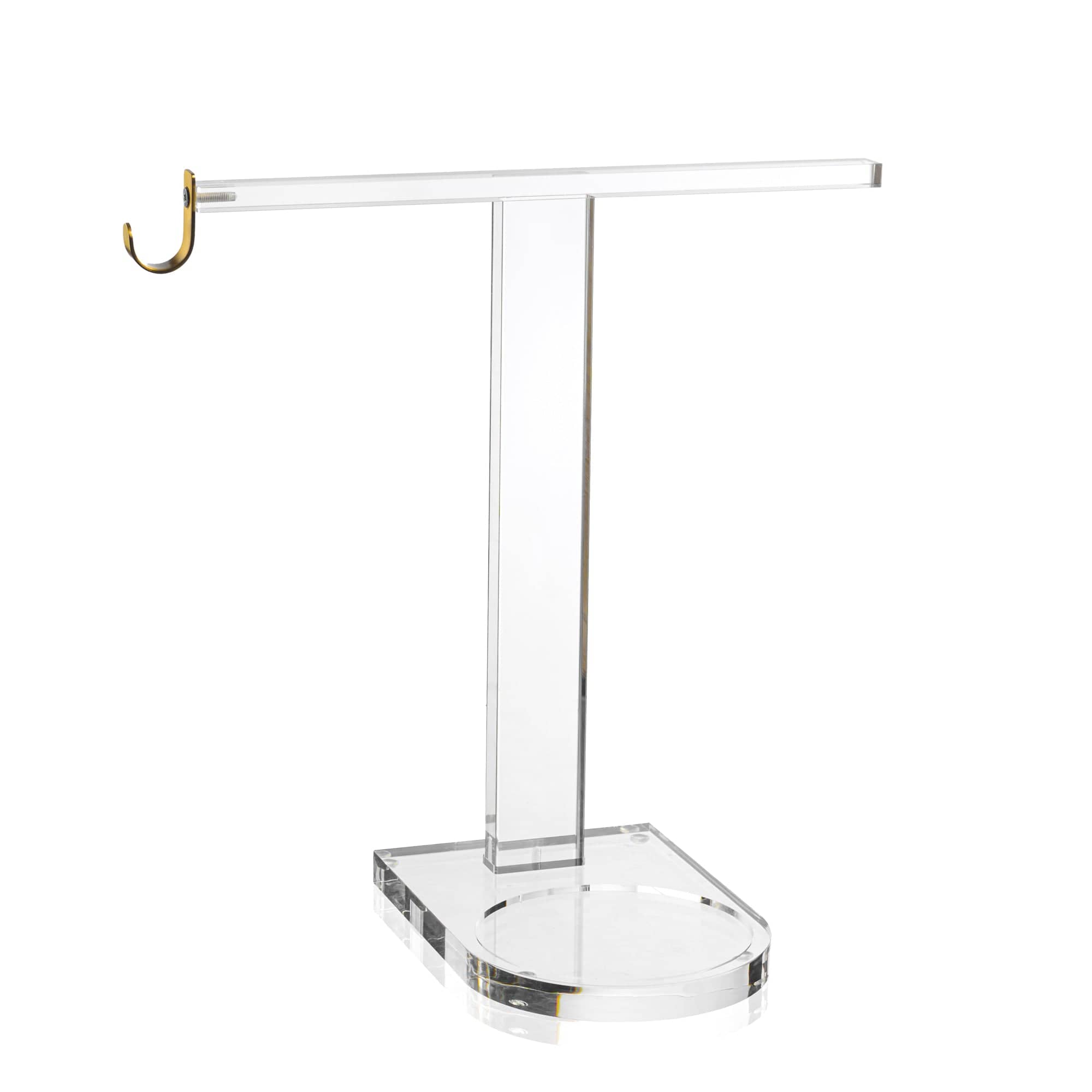Waterdale collection - Clear acrylic towel, ring cup stand with gold hook on a white background