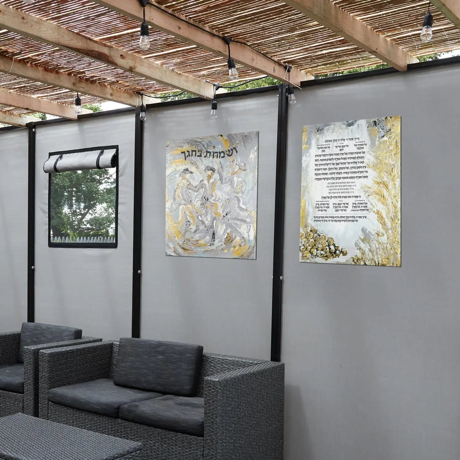 Vesamachta Bechagecha Vinyl Sukkah Decoration - Waterdale Collection