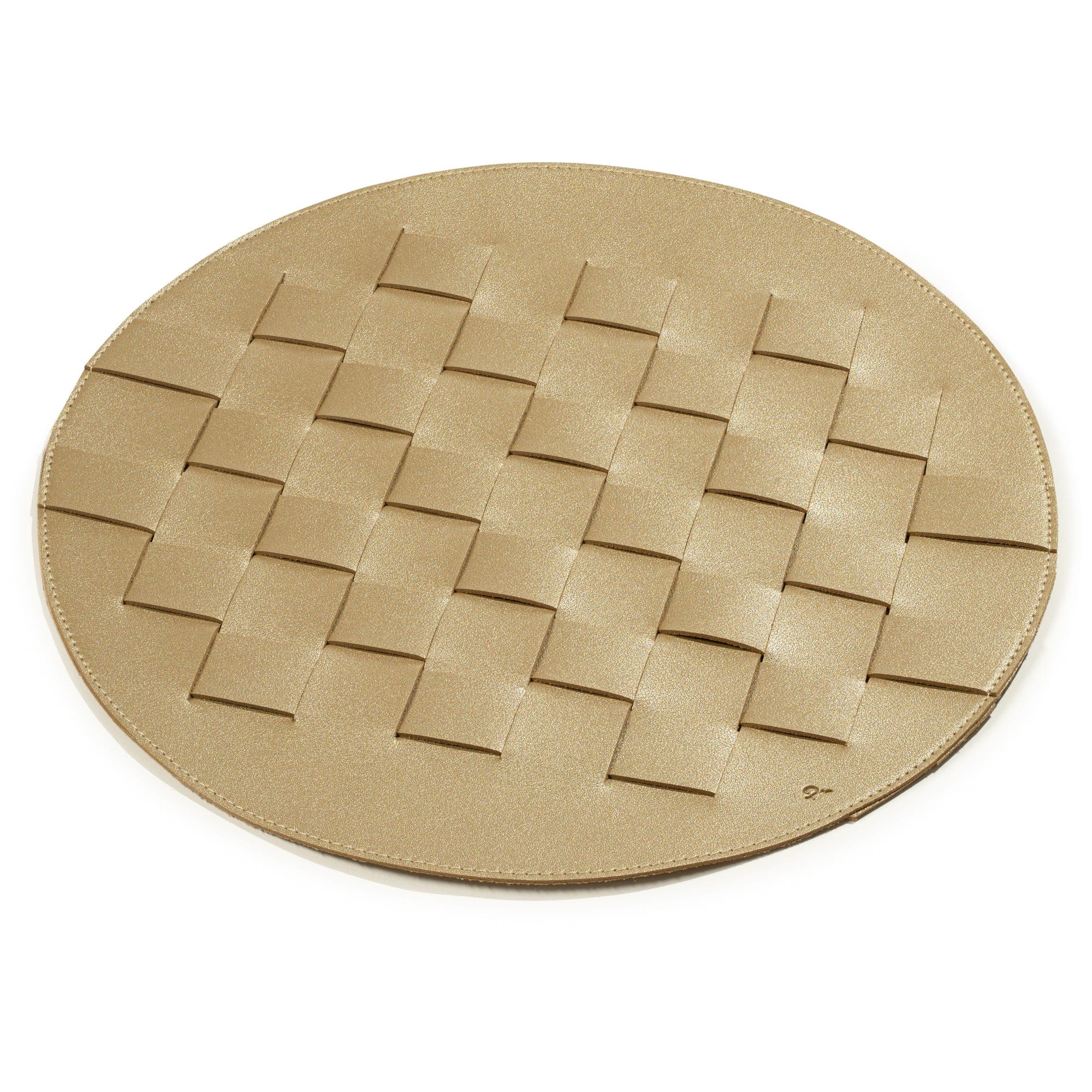 Woven Leather Round Chargers - Gold
