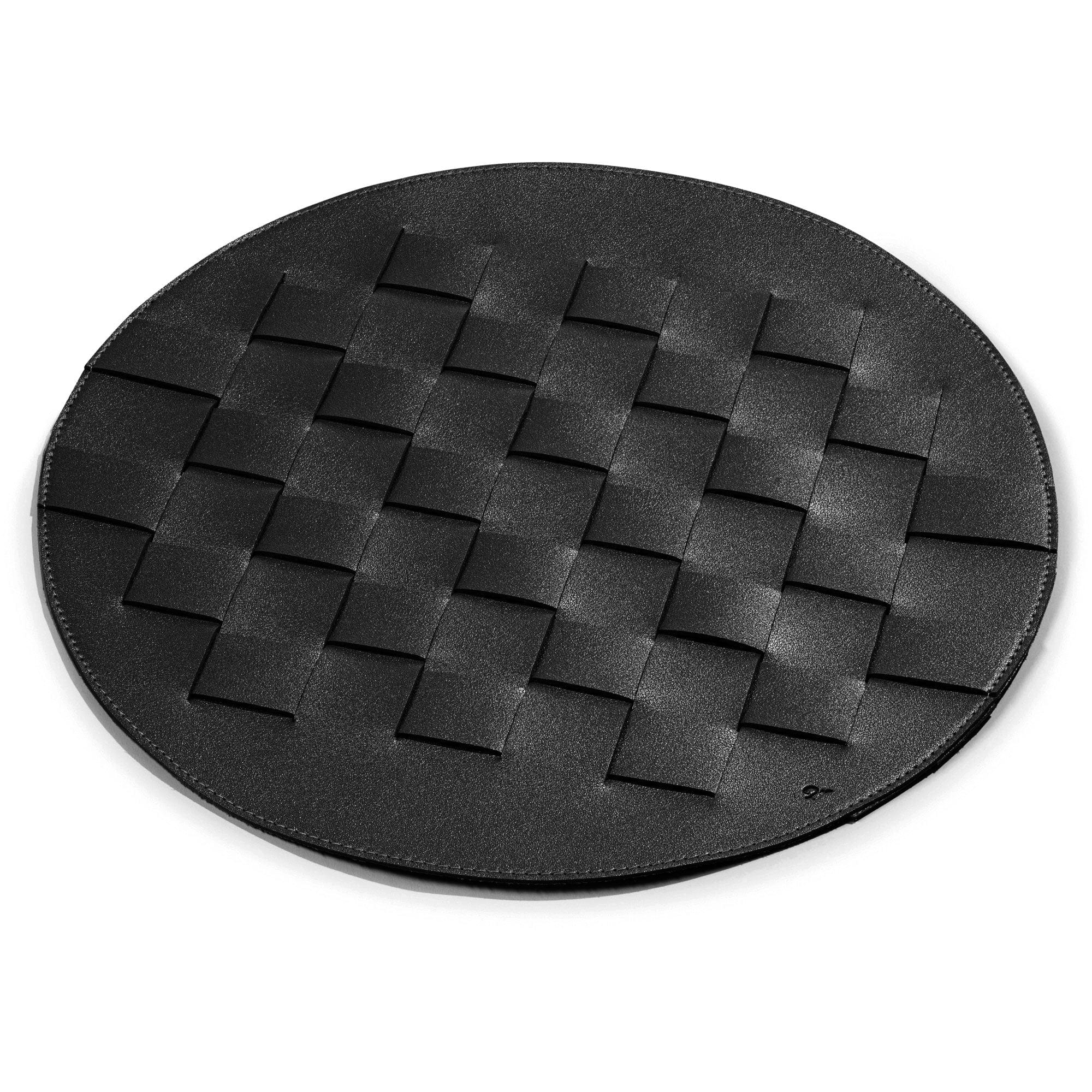 Woven Leather Round Chargers - Black