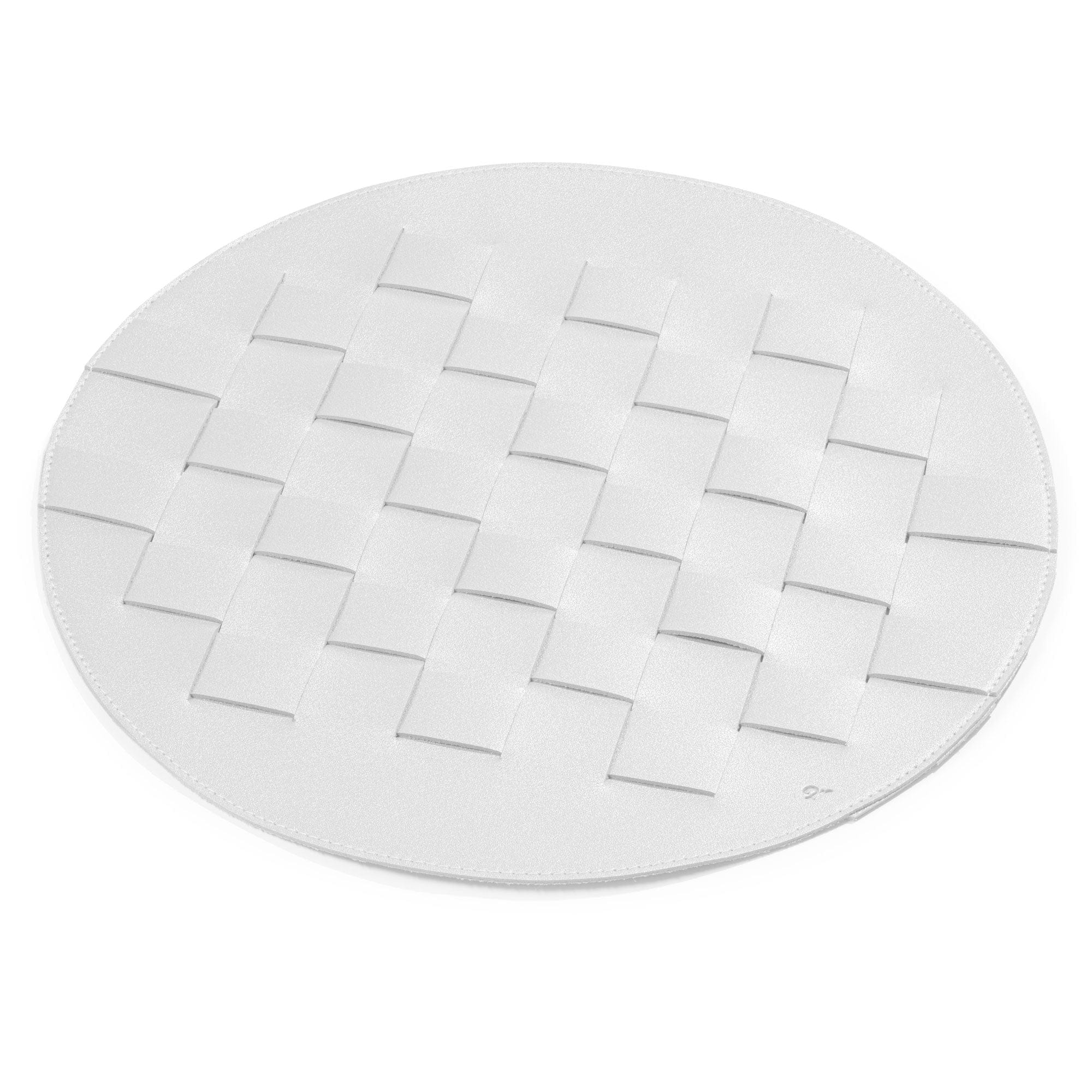 Woven Leather Round Chargers - White
